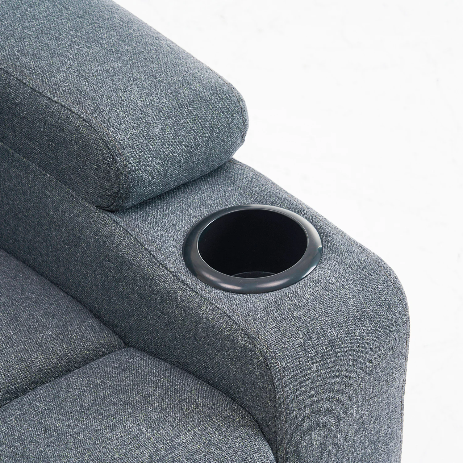 Manuális fekvőfotel, relax fotelágy két pohártartóval, szürke szövet (JNF-MANUAL-FABRIC-DARK GREY) JN-R8005A51