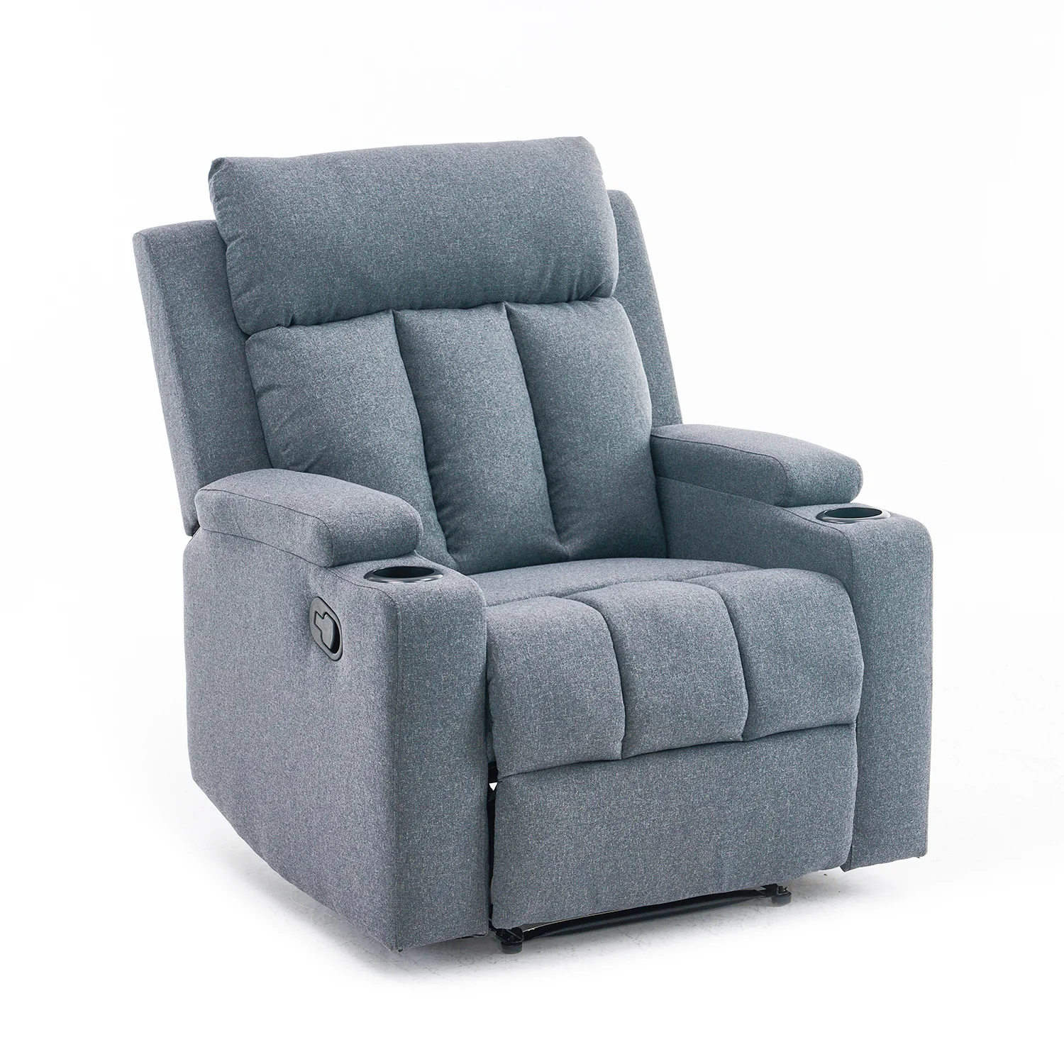 Manuális fekvőfotel, relax fotelágy két pohártartóval, szürke szövet (JNF-MANUAL-FABRIC-DARK GREY) JN-R8005A51