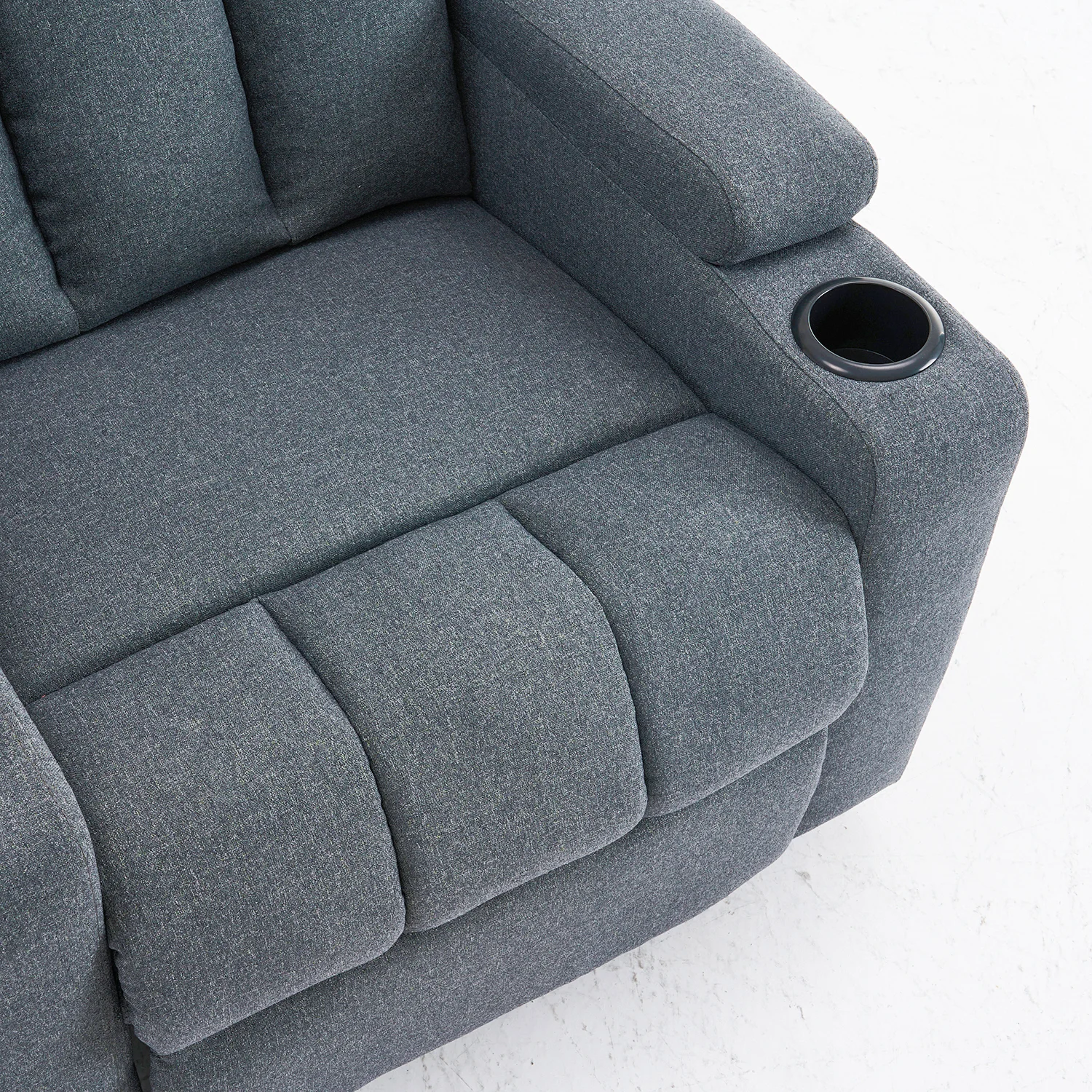 Manuális fekvőfotel, relax fotelágy két pohártartóval, szürke szövet (JNF-MANUAL-FABRIC-DARK GREY) JN-R8005A51