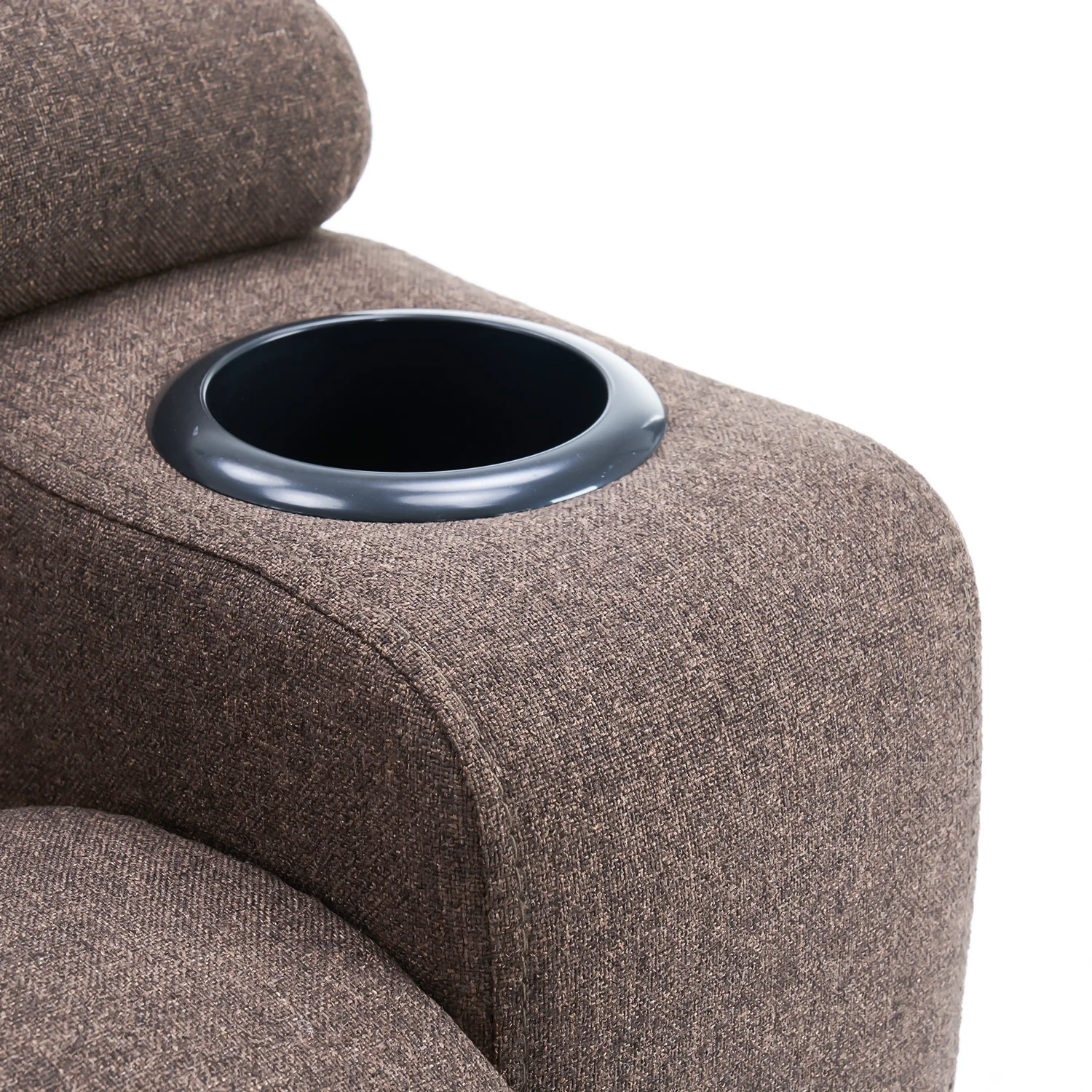 Manuális fekvőfotel, relax fotelágy két pohártartóval, sötétbarna szövet (JNF-MANUAL-FABRIC-DARK BROWN) JN-R8005A51
