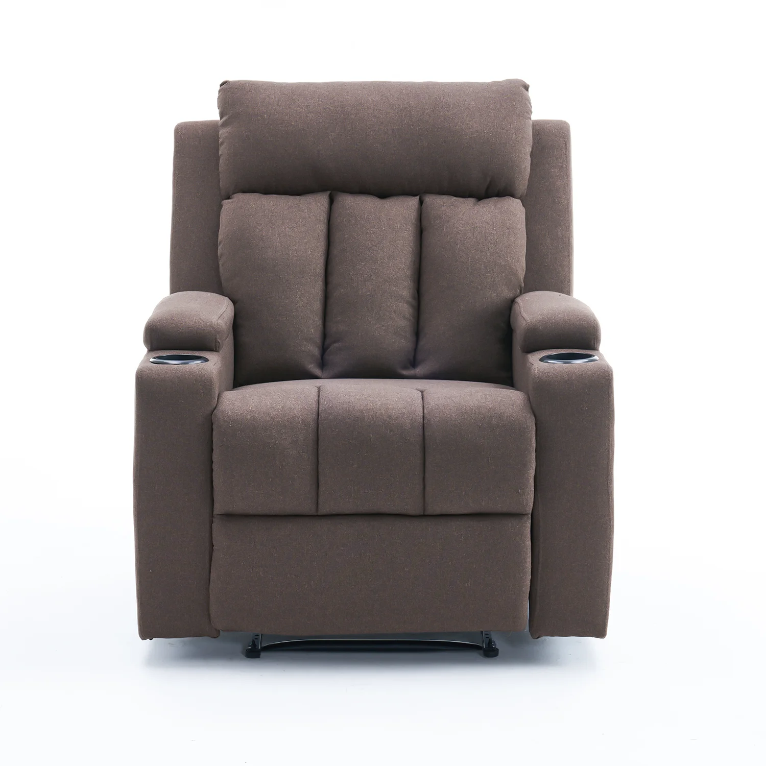 Manuális fekvőfotel, relax fotelágy két pohártartóval, sötétbarna szövet (JNF-MANUAL-FABRIC-DARK BROWN) JN-R8005A51
