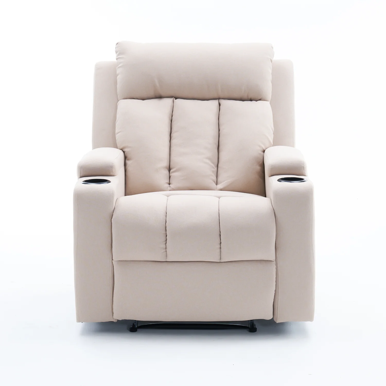 Manuális fekvőfotel, relax fotelágy két pohártartóval, bézs szövet (JNF-MANUAL-FABRIC-BEIGE) JN-R8005A51