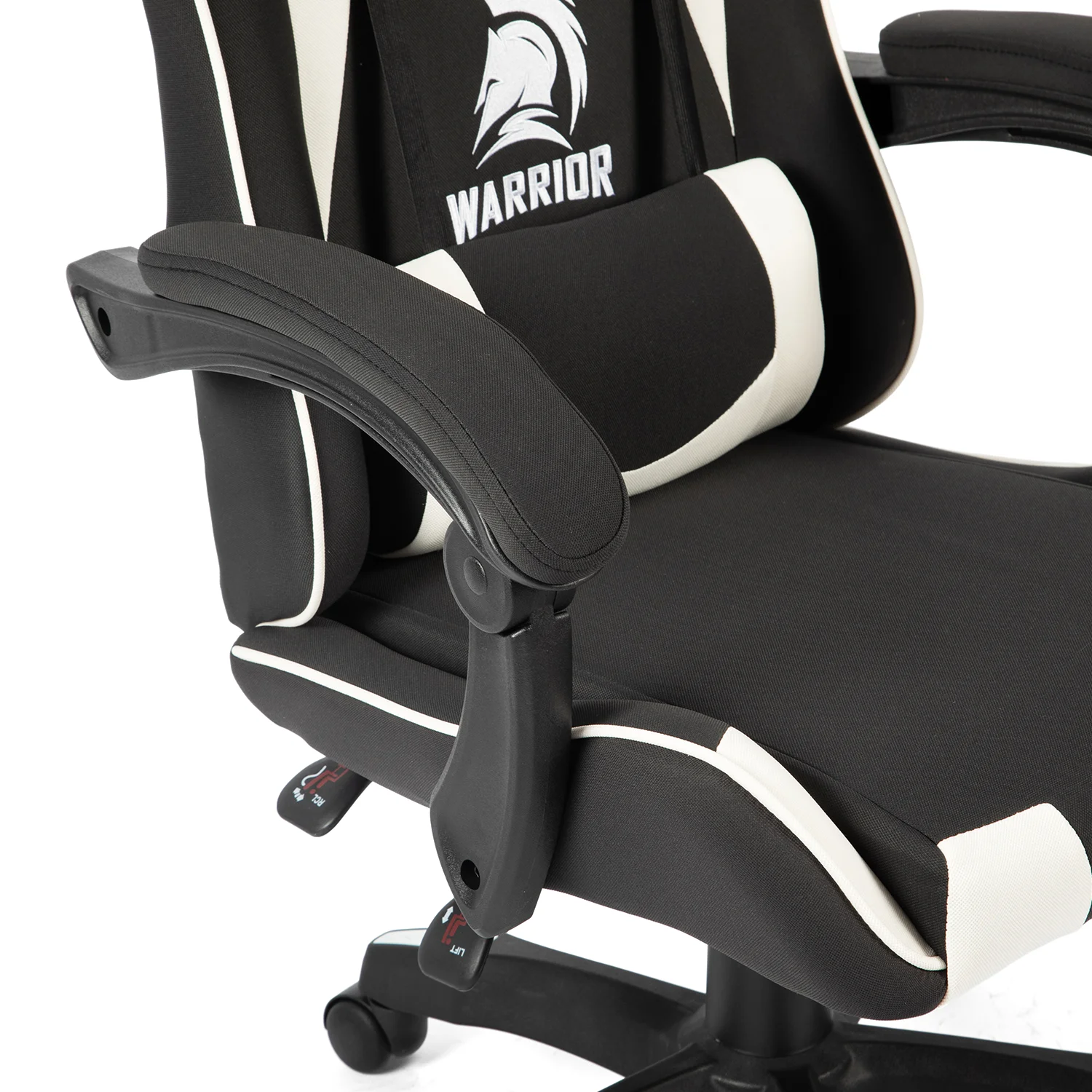 Látková herná stolička Warrior Basic 1-F bielo-čierna