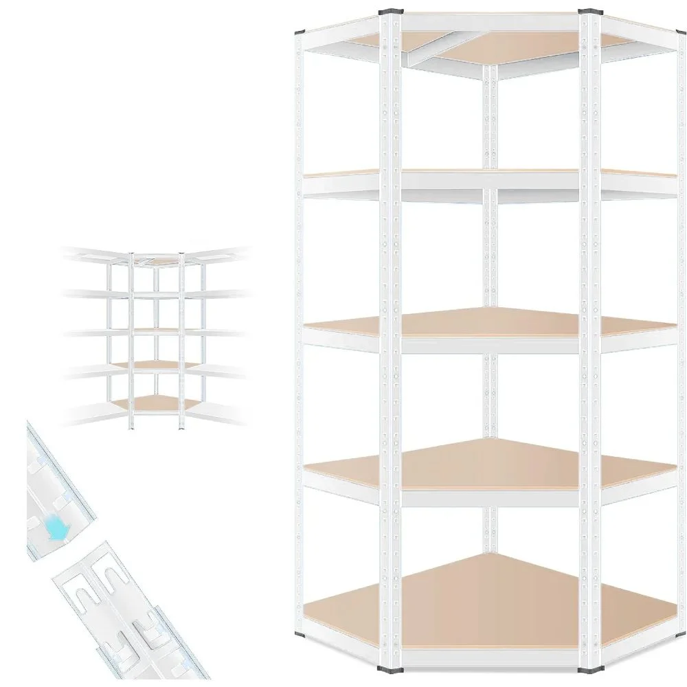 Sarok salgó polc, 5 szintes 180x70x30-30cm, fehér