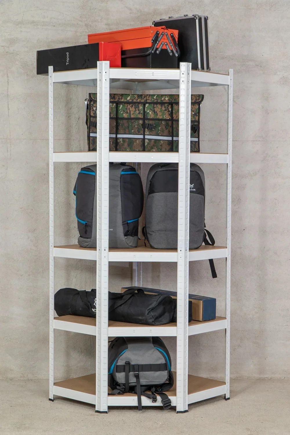 Sarok salgó polc, 5 szintes 180x70x30-30cm, fehér