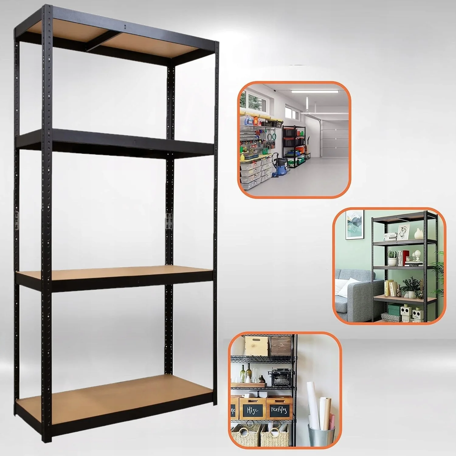 Salgó polc, 4 szintes 150x75x30cm, fekete