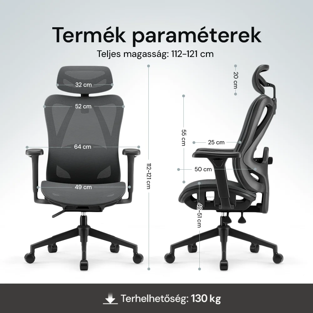 Ergonomikus irodai szék, forgószék, fekete (T15) hálós