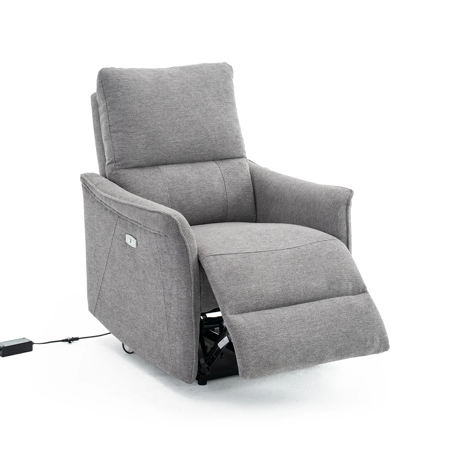 Elektromos, dönthető relax fekvőfotel, vászon szövet (szürke) 
