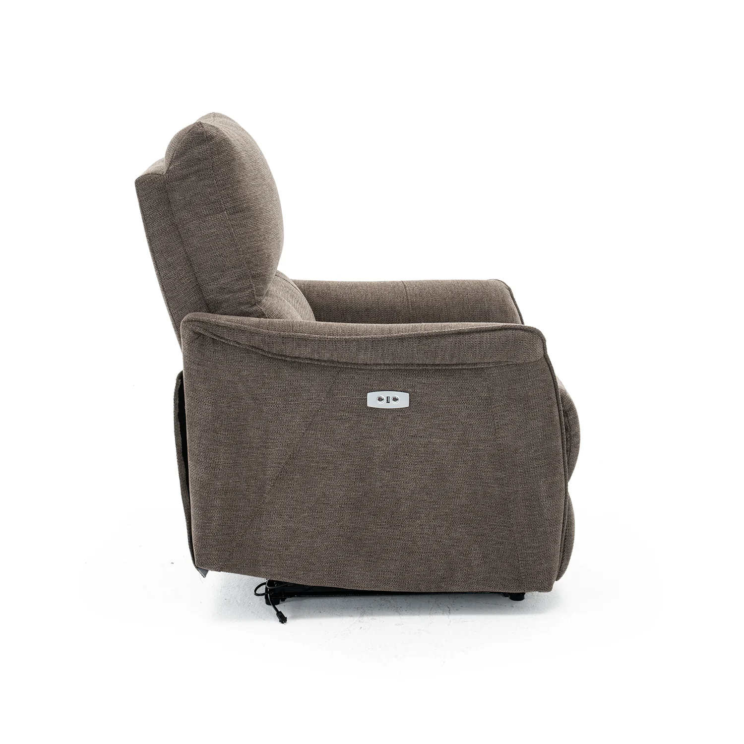 Elektromos, dönthető relax fekvőfotel, vászon szövet (barna) 