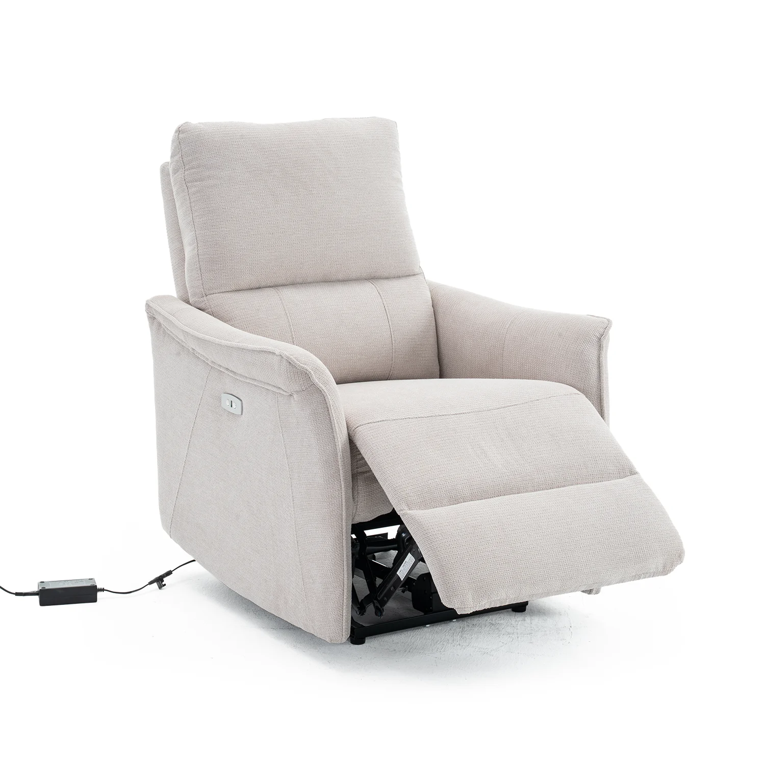 Elektromos, dönthető relax fekvőfotel, vászon szövet (bézs) 