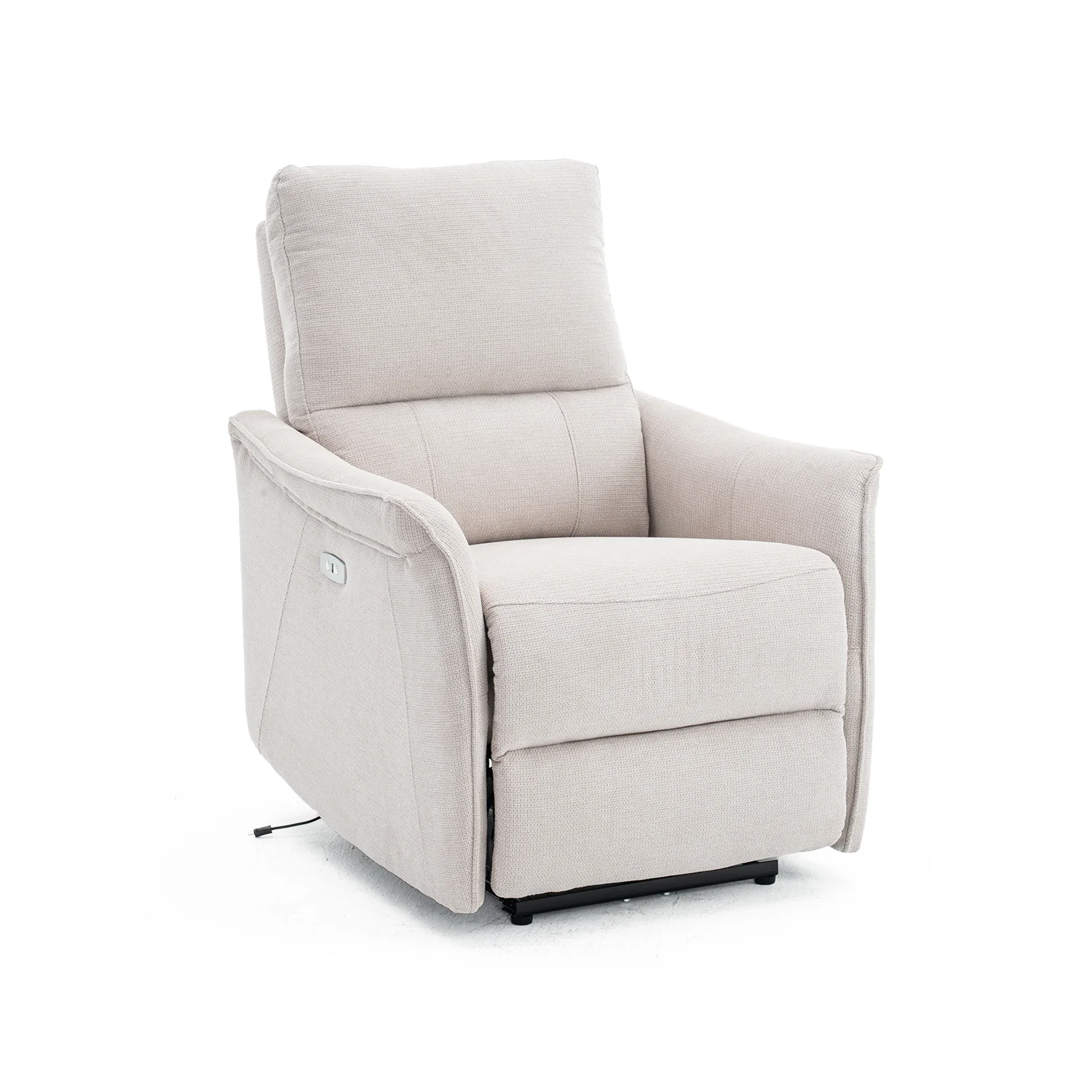 Elektromos, dönthető relax fekvőfotel, vászon szövet (bézs) 