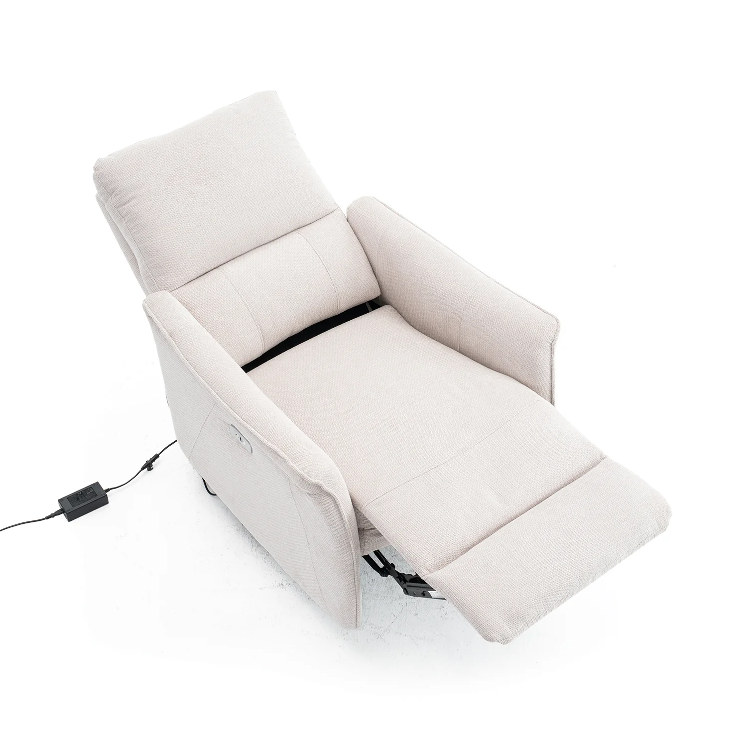 Elektromos, dönthető relax fekvőfotel, vászon szövet (bézs) 