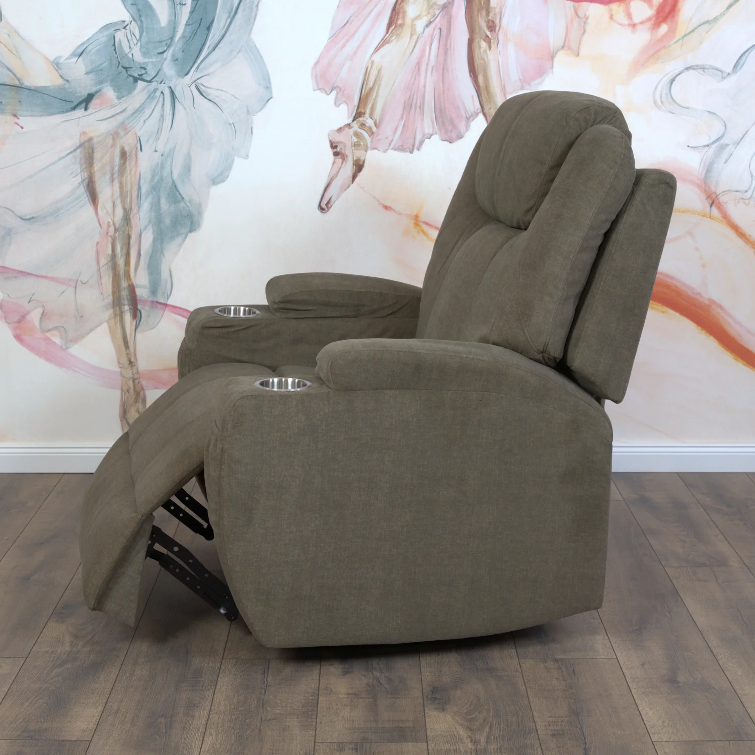 Elektromos relax fotelágy 8 pontos masszázs magyar nyelvű távirányítóval, ringató és forgatható funkció rozsdamentes pohártartó vízlepergető textil barna 8#