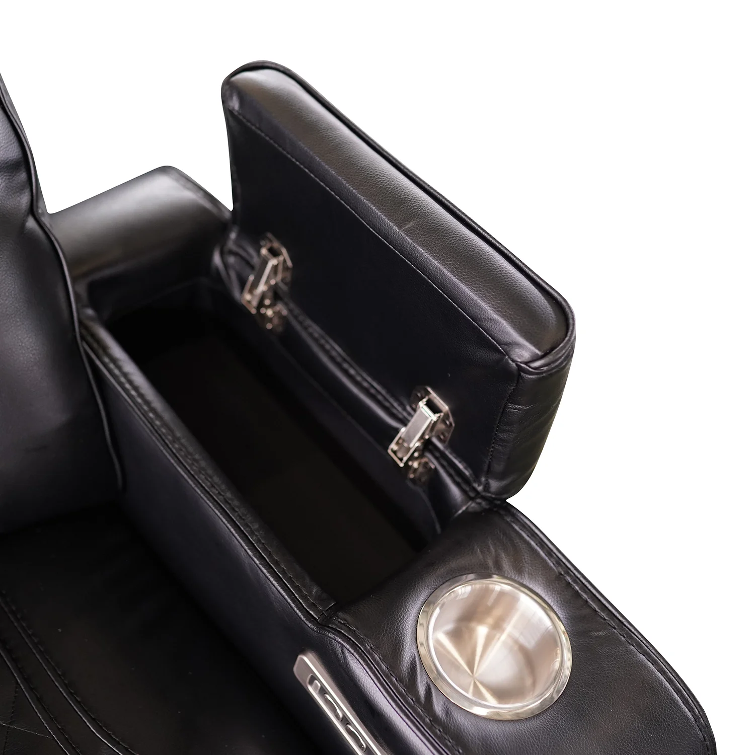 Luxus, háromszemélyes elektromos relax fotel, lábtartóval, pohártartóval, világítással AirLeather fekete