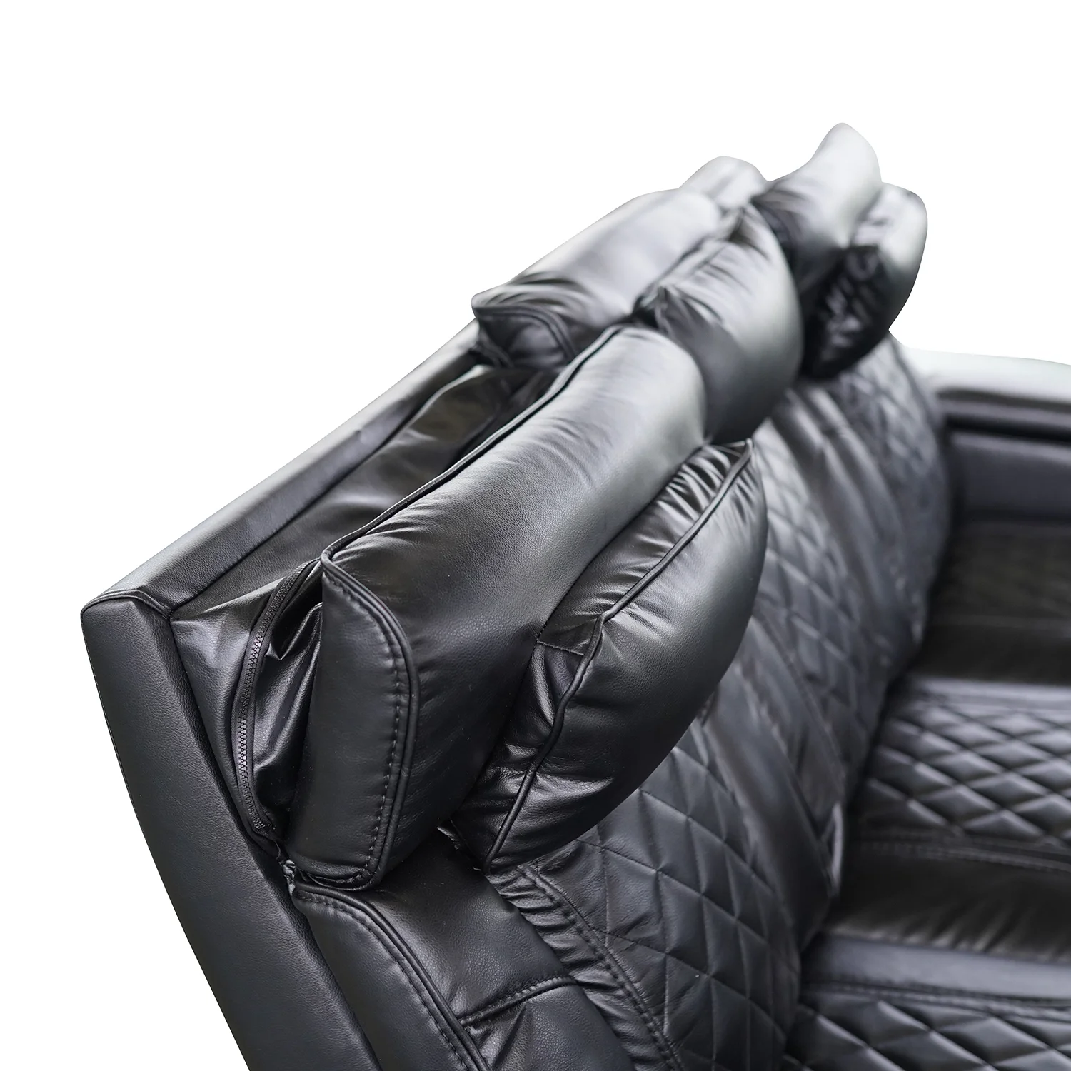 Luxus, háromszemélyes elektromos relax fotel, lábtartóval, pohártartóval, világítással AirLeather fekete