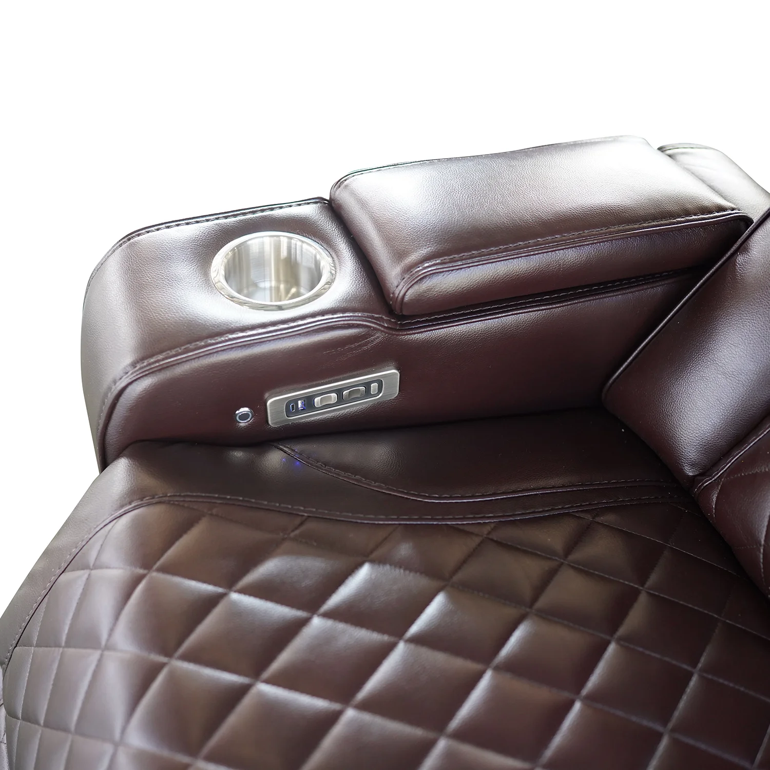 Luxus, háromszemélyes elektromos relax fotel, lábtartóval, pohártartóval, világítással AirLeather barna