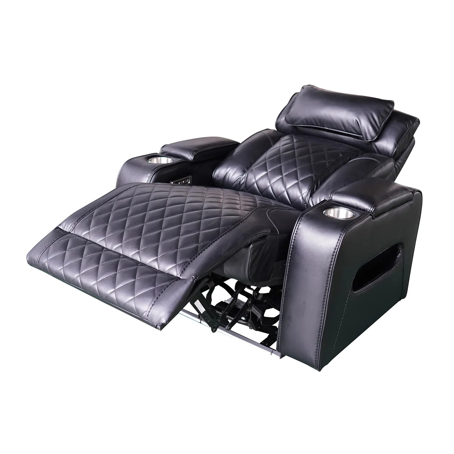 Luxus elektromos relax fotel, lábtartóval, pohártartóval, világítással AirLeather fekete