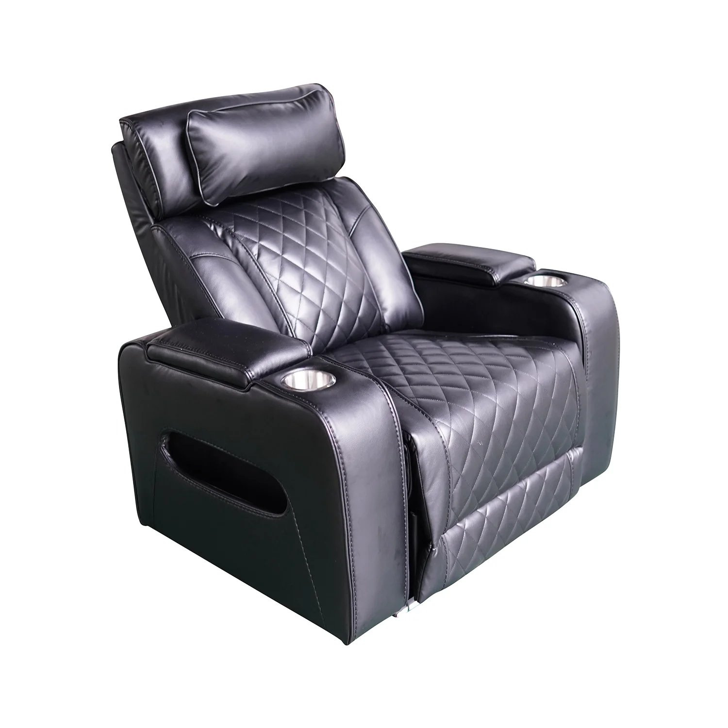 Luxus elektromos relax fotel, lábtartóval, pohártartóval, világítással AirLeather fekete