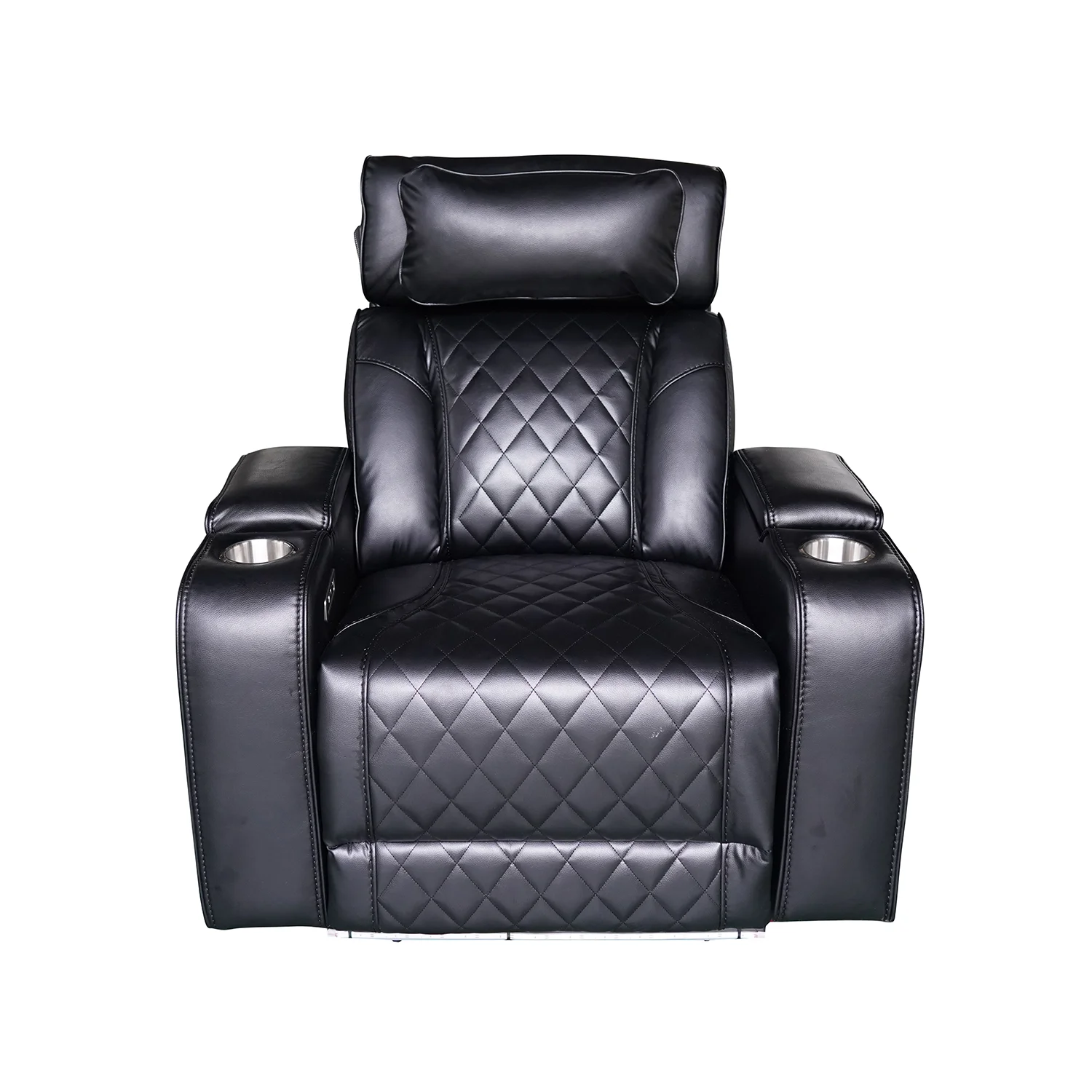 Luxus elektromos relax fotel, lábtartóval, pohártartóval, világítással AirLeather fekete