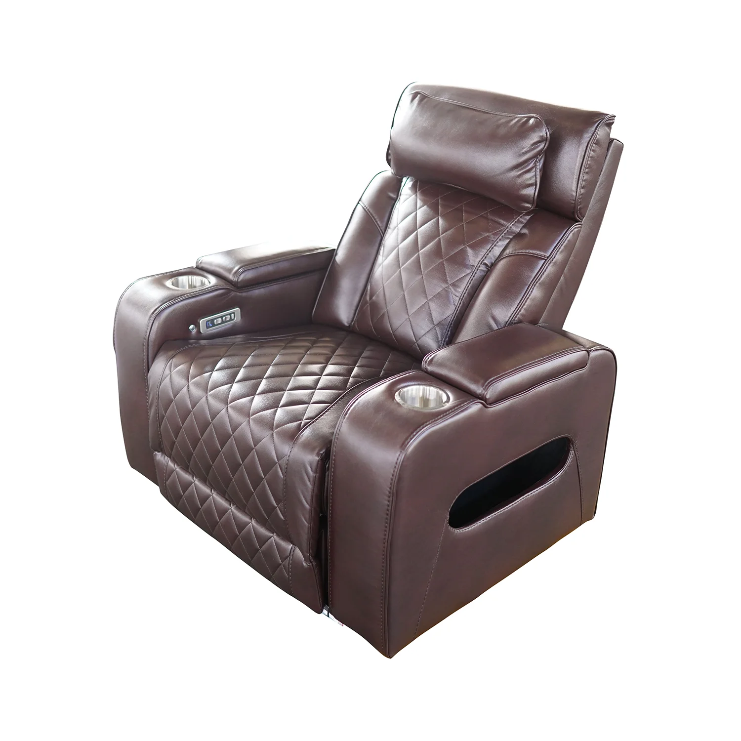 Luxus elektromos relax fotel, lábtartóval, pohártartóval, világítással AirLeather barna