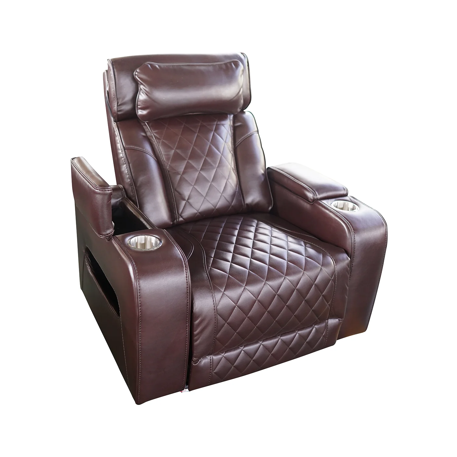 Luxus elektromos relax fotel, lábtartóval, pohártartóval, világítással AirLeather barna