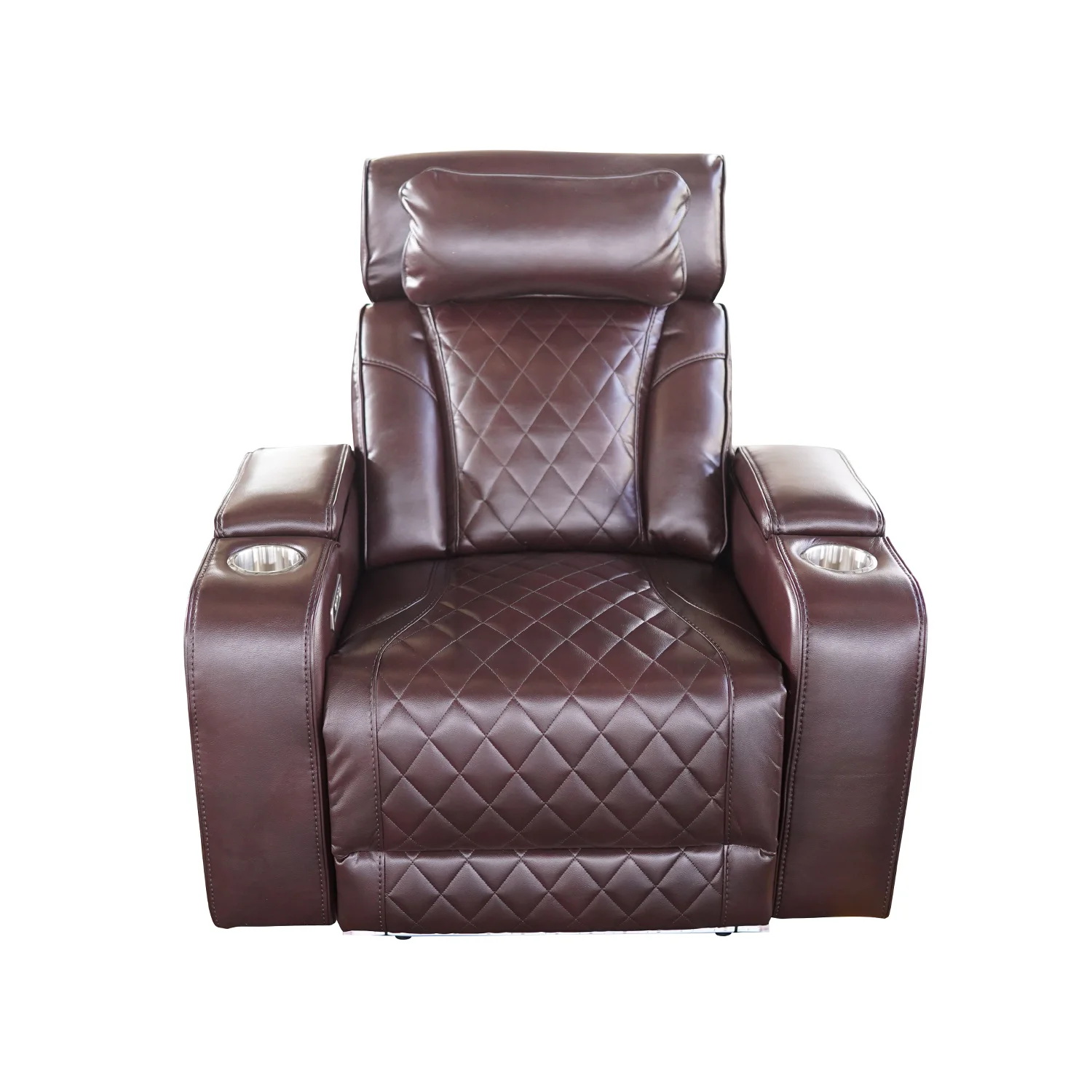Luxus elektromos relax fotel, lábtartóval, pohártartóval, világítással AirLeather barna