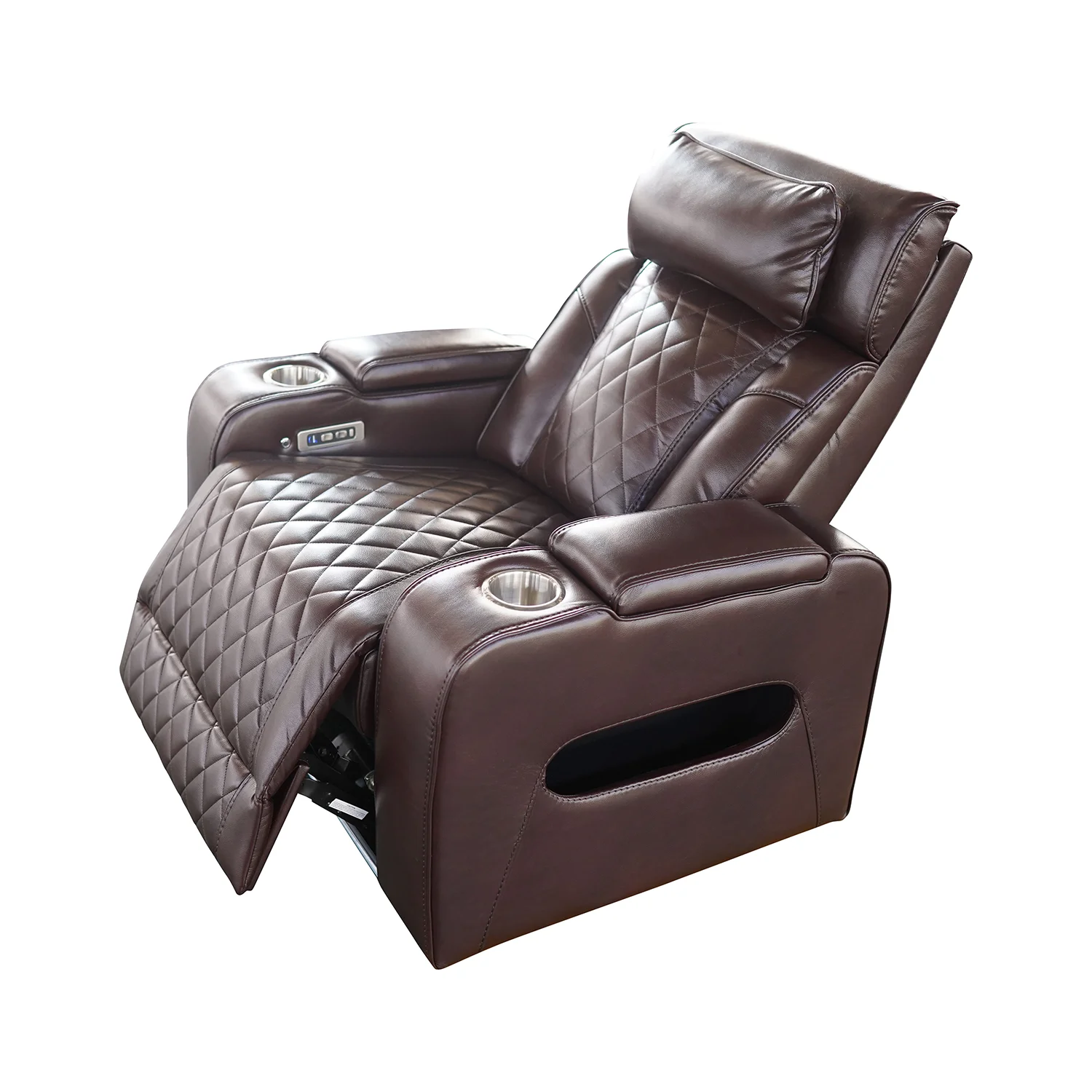 Luxus elektromos relax fotel, lábtartóval, pohártartóval, világítással AirLeather barna