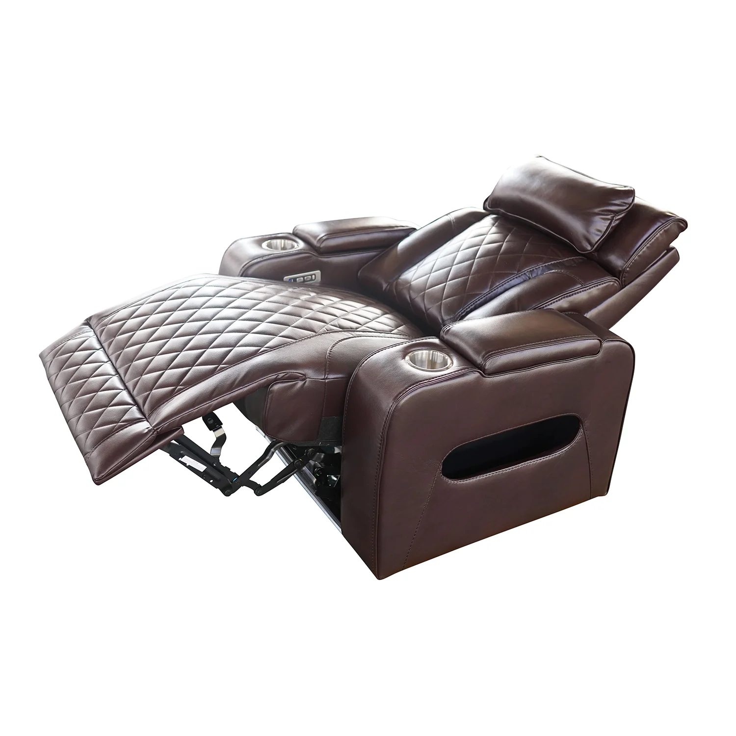 Luxus elektromos relax fotel, lábtartóval, pohártartóval, világítással AirLeather barna