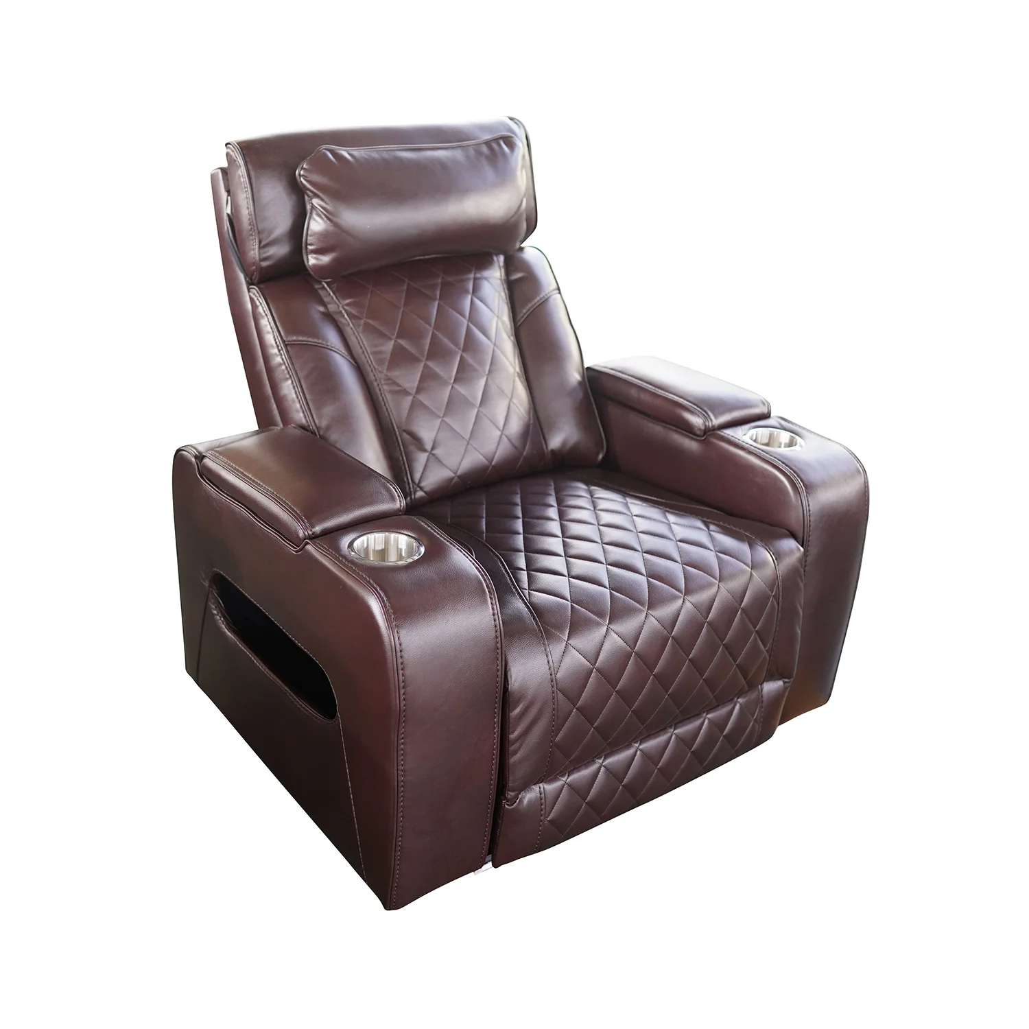 Luxus elektromos relax fotel, lábtartóval, pohártartóval, világítással AirLeather barna