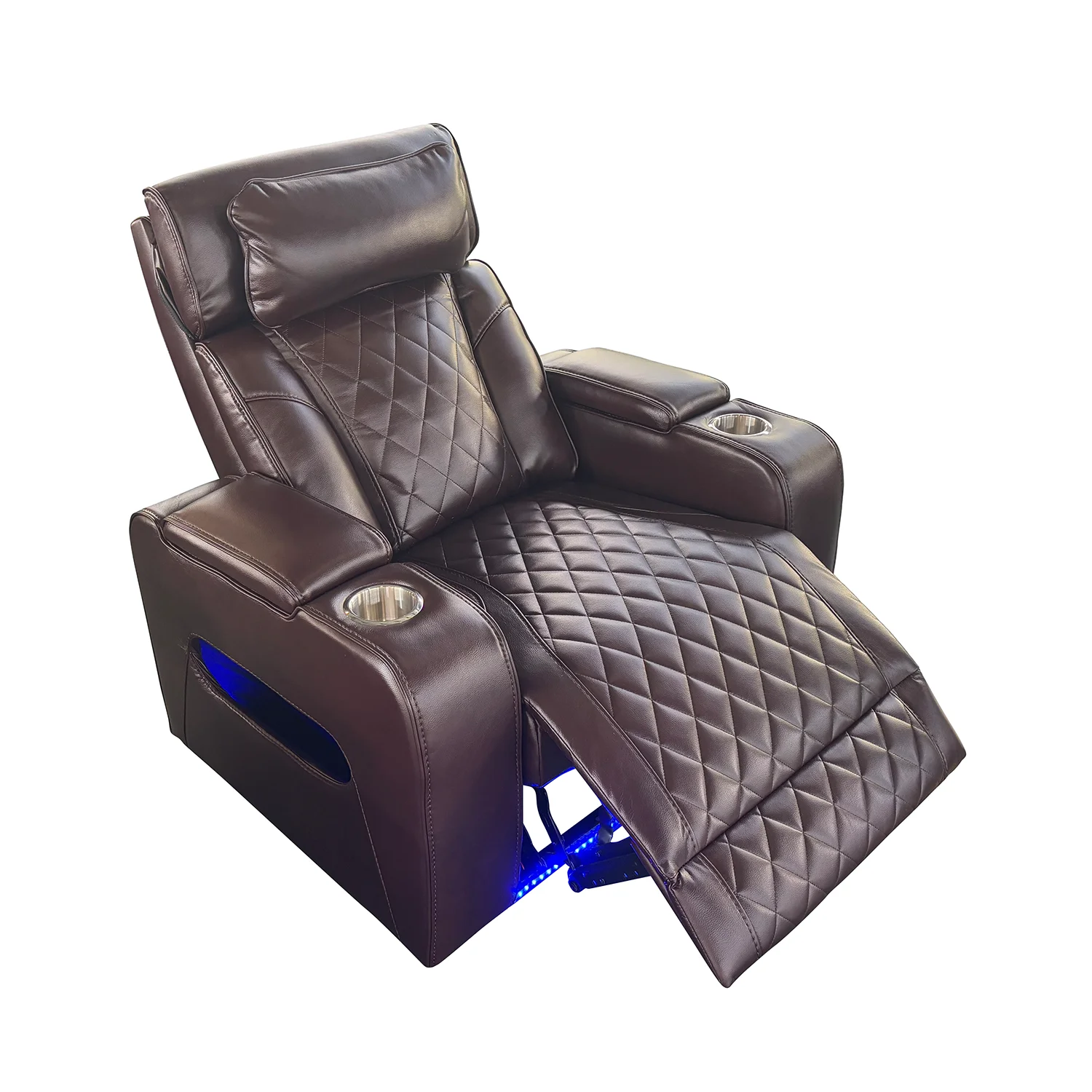 Luxus elektromos relax fotel, lábtartóval, pohártartóval, világítással AirLeather barna