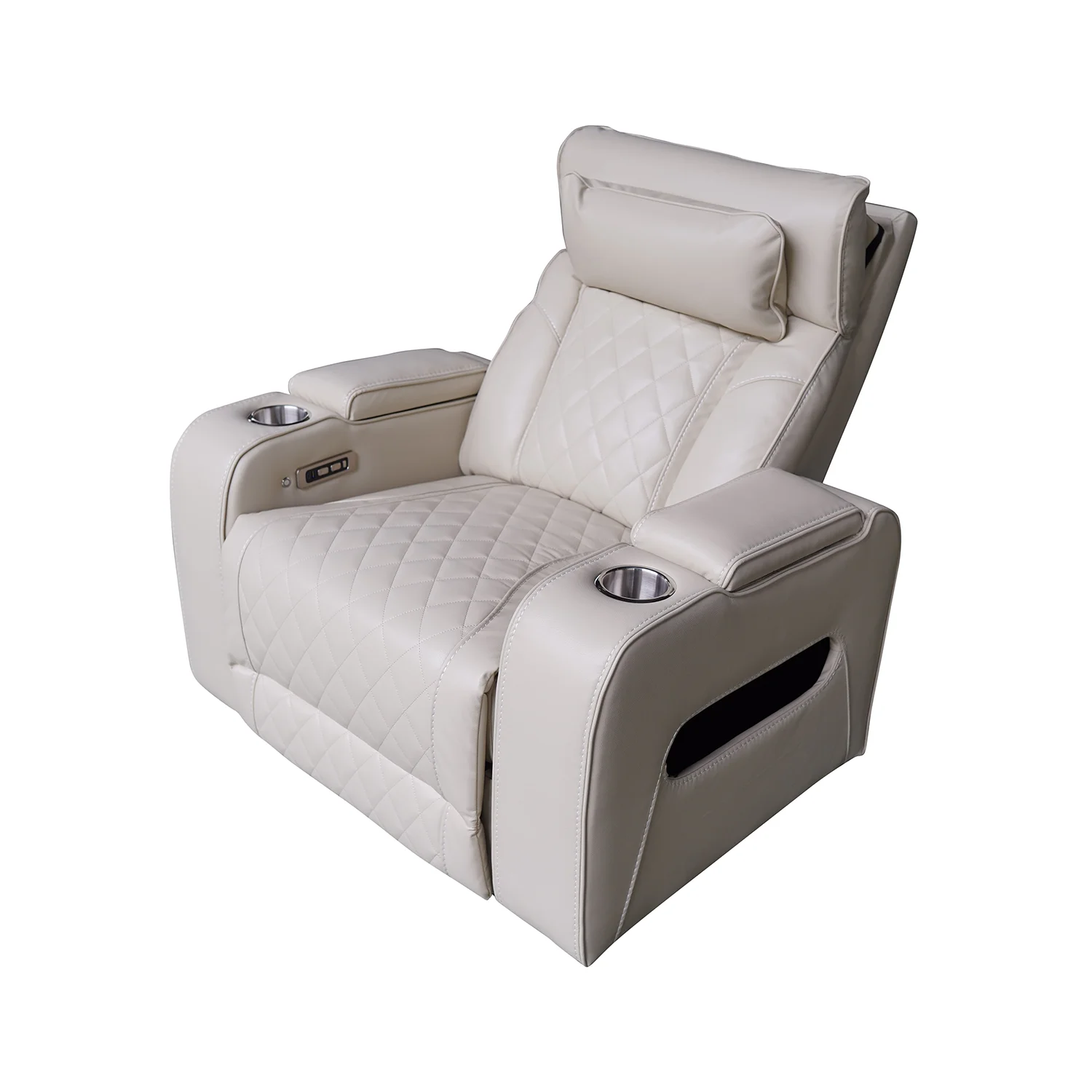 Luxus elektromos relax fotel, lábtartóval, pohártartóval, világítással AirLeather bézs