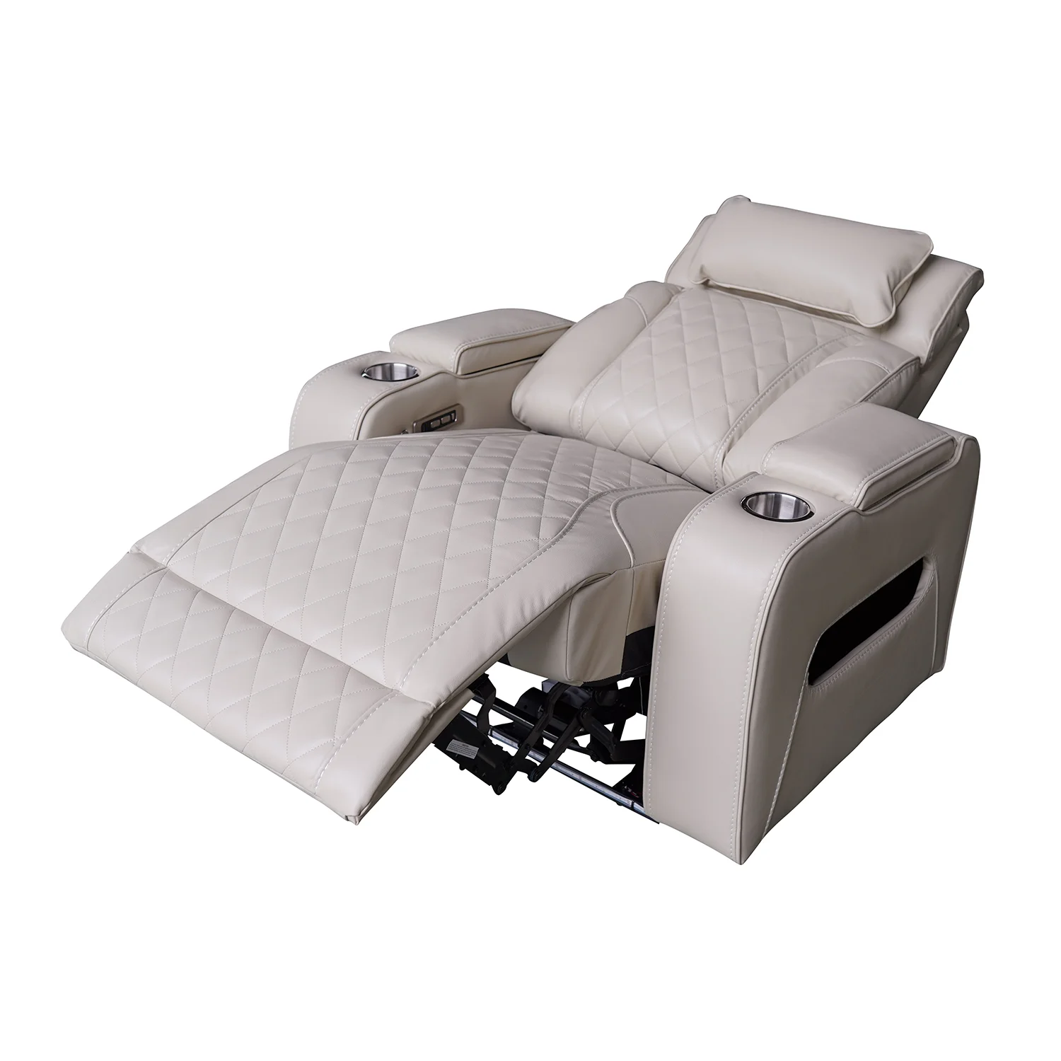 Luxus elektromos relax fotel, lábtartóval, pohártartóval, világítással AirLeather bézs
