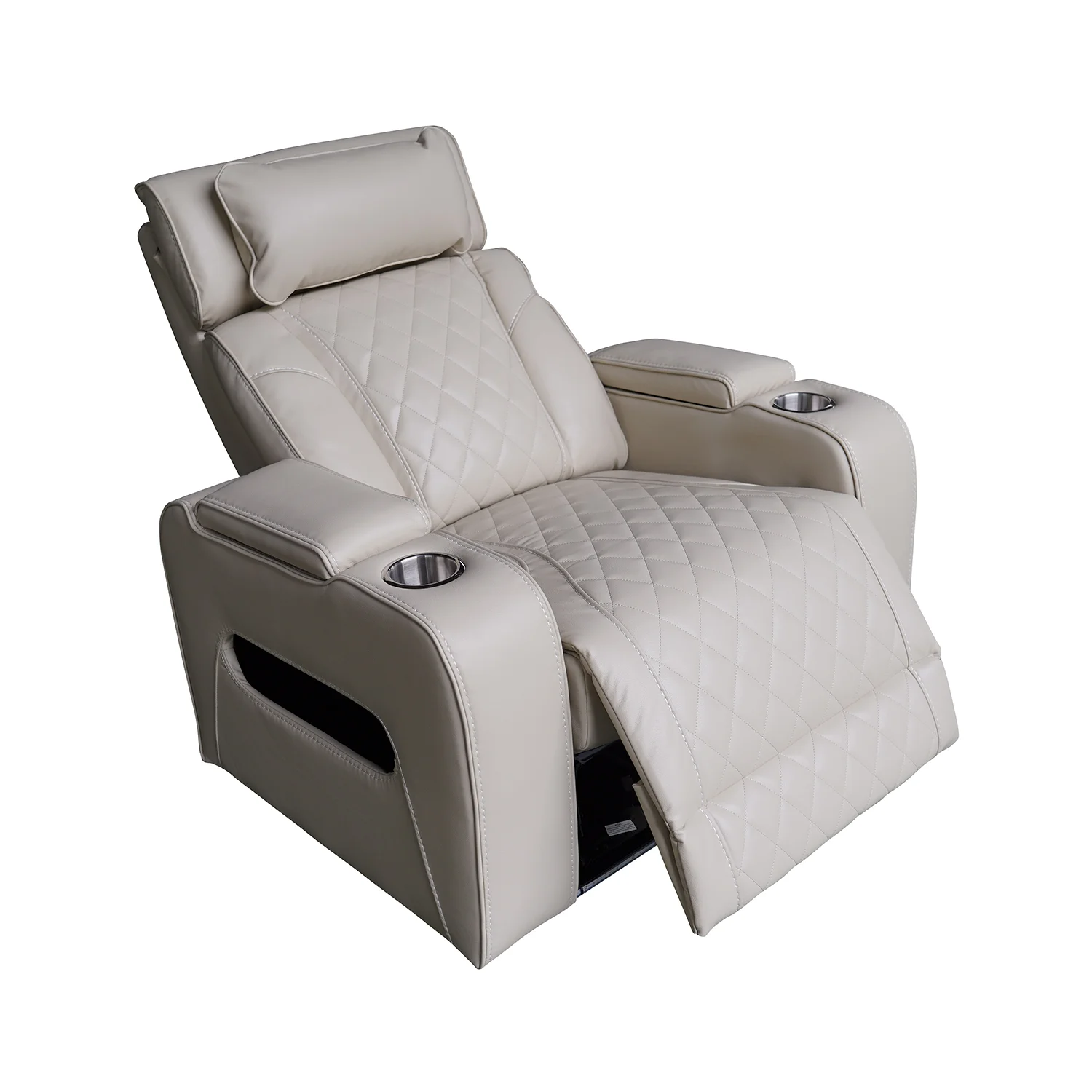 Luxus elektromos relax fotel, lábtartóval, pohártartóval, világítással AirLeather bézs