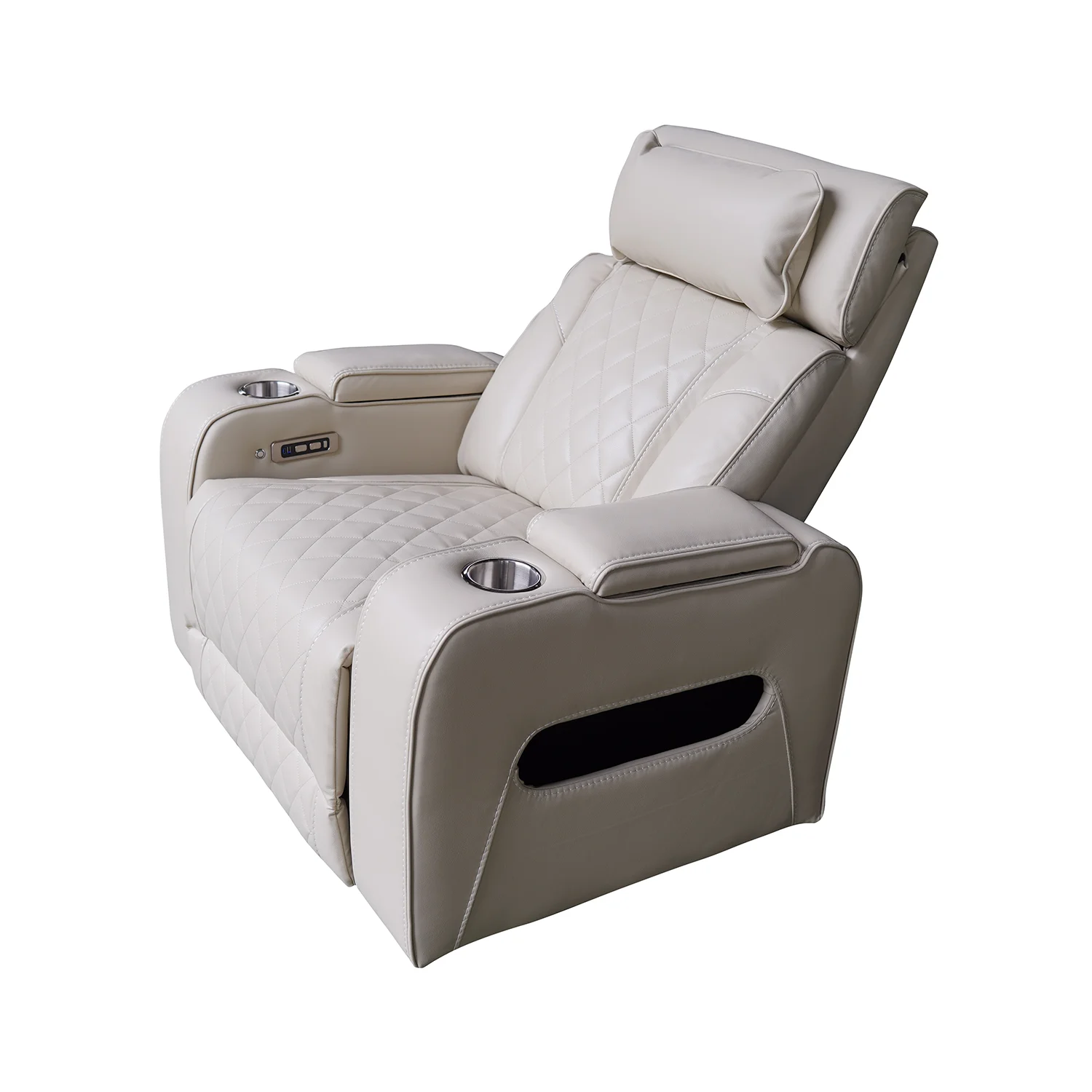 Luxus elektromos relax fotel, lábtartóval, pohártartóval, világítással AirLeather bézs