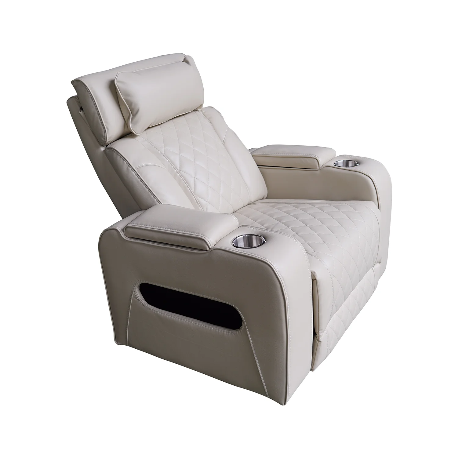 Luxus elektromos relax fotel, lábtartóval, pohártartóval, világítással AirLeather bézs
