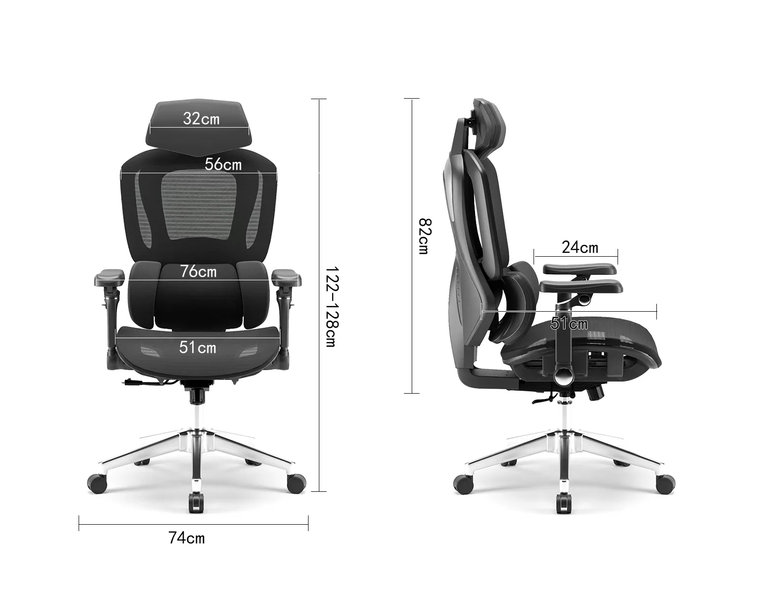 Prémiová ergonomická sieťovaná kancelárska stolička, otočná stolička (E20)