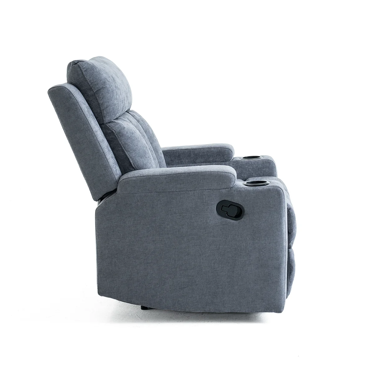 Manuális fekvőfotel, relax fotelágy két pohártartóval, szürke szövet (JNF-MANUAL-FABRIC-DARK GREY) JN-R8005A51