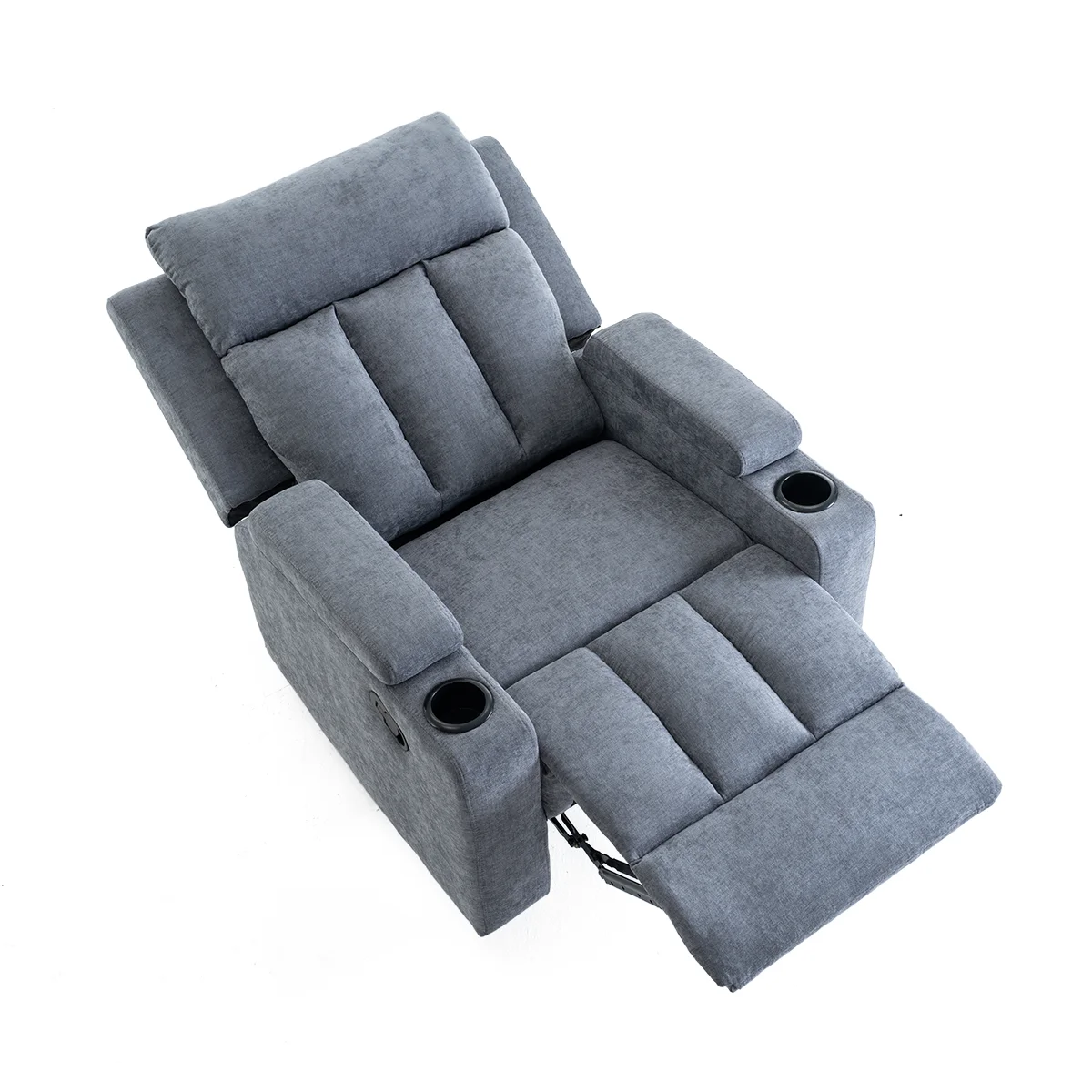 Manuális fekvőfotel, relax fotelágy két pohártartóval, szürke szövet (JNF-MANUAL-FABRIC-DARK GREY) JN-R8005A51