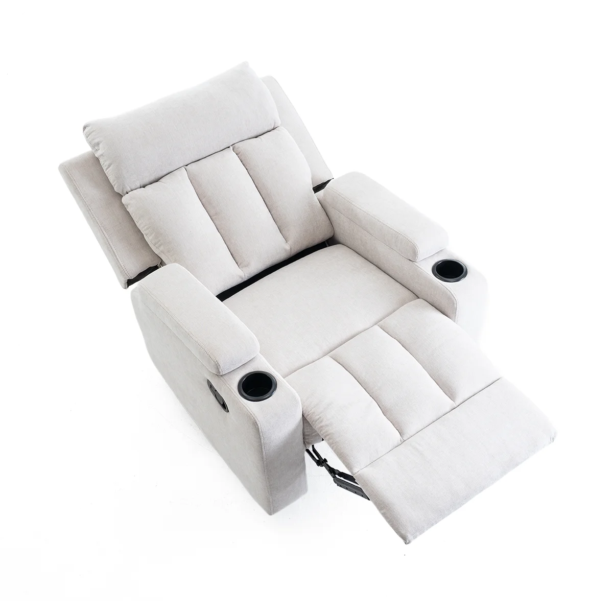 Manuális fekvőfotel, relax fotelágy két pohártartóval, bézs szövet (JNF-MANUAL-FABRIC-BEIGE) JN-R8005A51