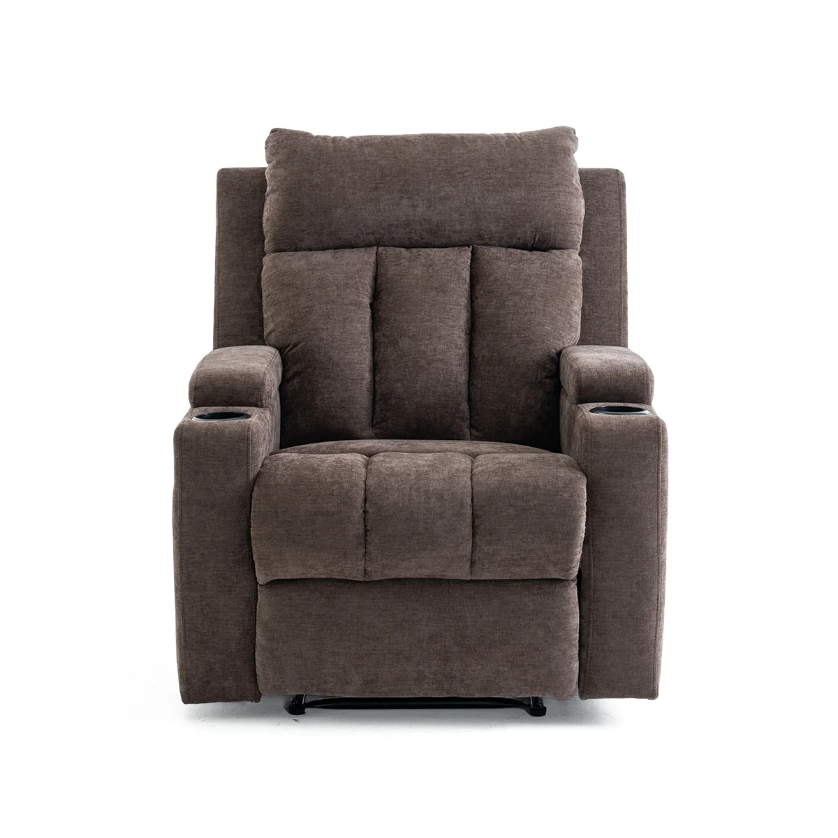 Manuális fekvőfotel, relax fotelágy két pohártartóval, sötétbarna szövet (JNF-MANUAL-FABRIC-DARK BROWN) JN-R8005A51