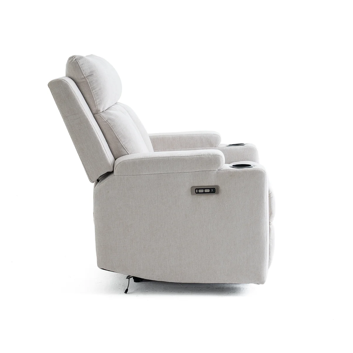 Elektromos fekvőfotel, relax fotelágy két pohártartóval, bézs szövet ( JN-D8005A51-ELEC)