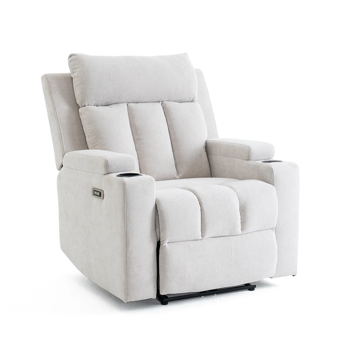 Elektromos fekvőfotel, relax fotelágy két pohártartóval, bézs szövet ( JN-D8005A51-ELEC)