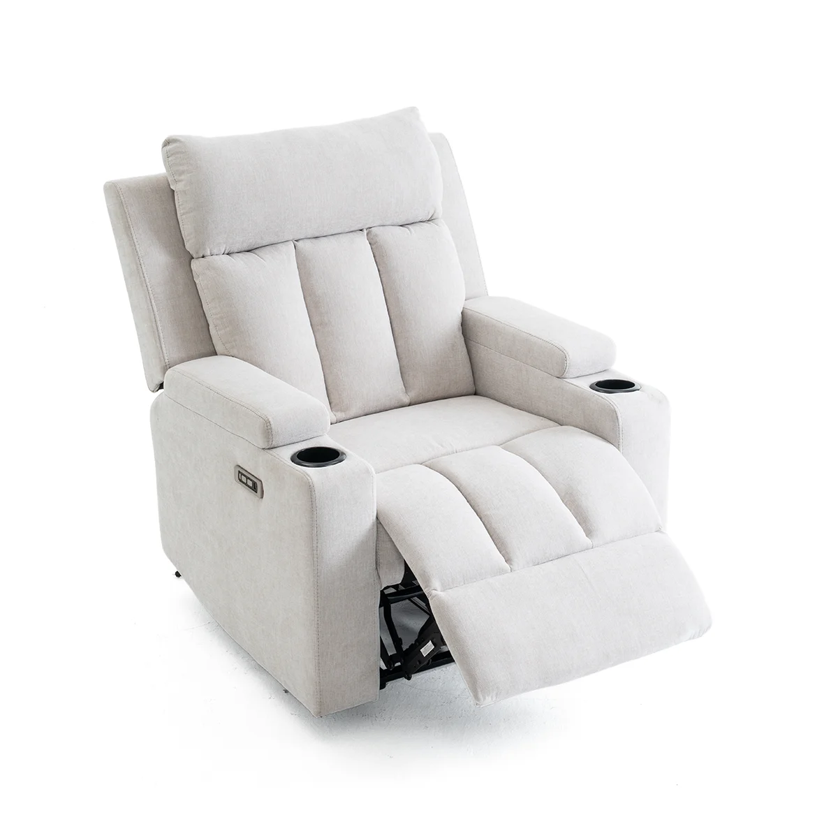 Elektromos fekvőfotel, relax fotelágy két pohártartóval, bézs szövet ( JN-D8005A51-ELEC)