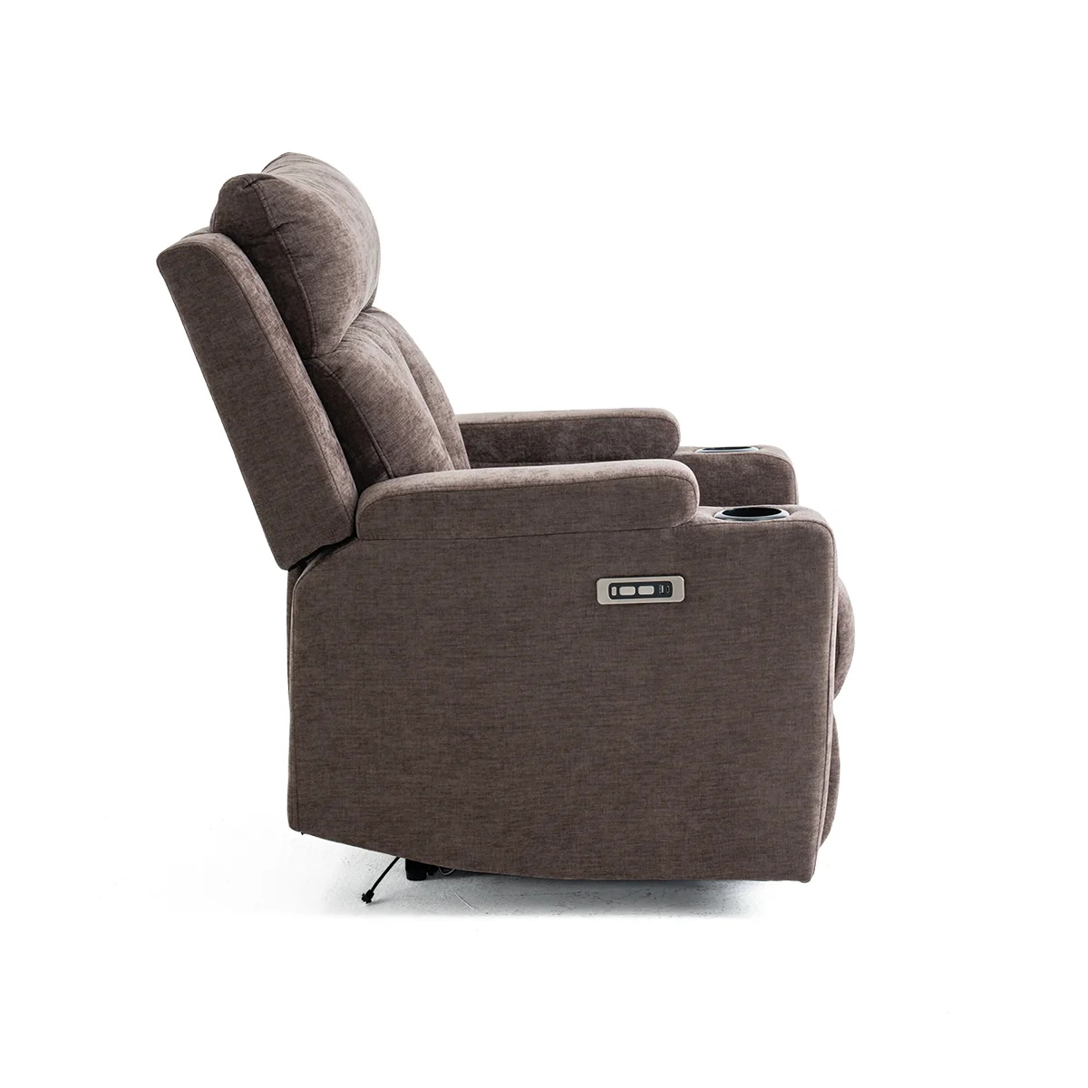 Elektromos fekvőfotel, relax fotelágy két pohártartóval, barna szövet ( JN-D8005A51-ELEC)