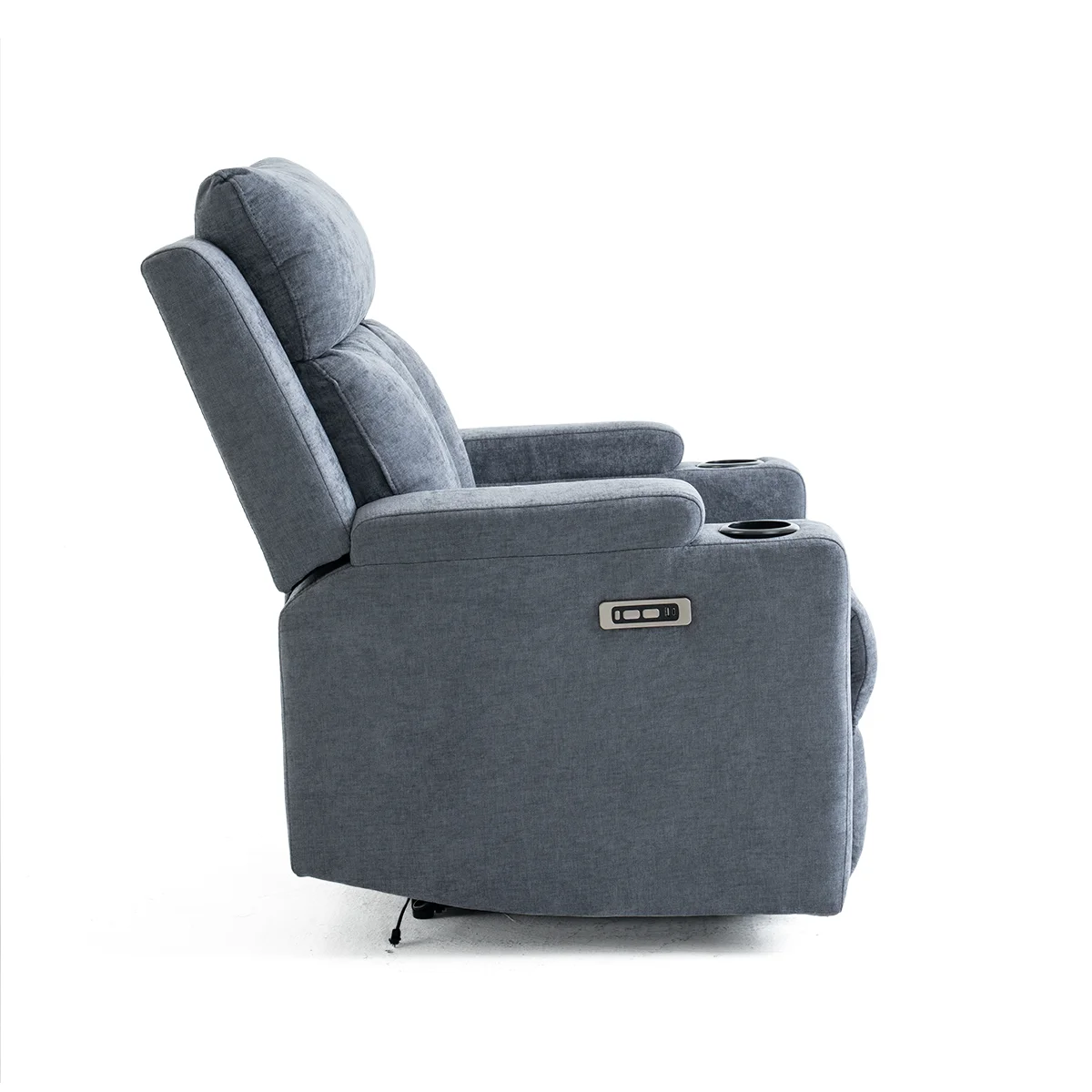 Elektromos fekvőfotel, relax fotelágy két pohártartóval, szürke szövet ( JN-D8005A51-ELEC)