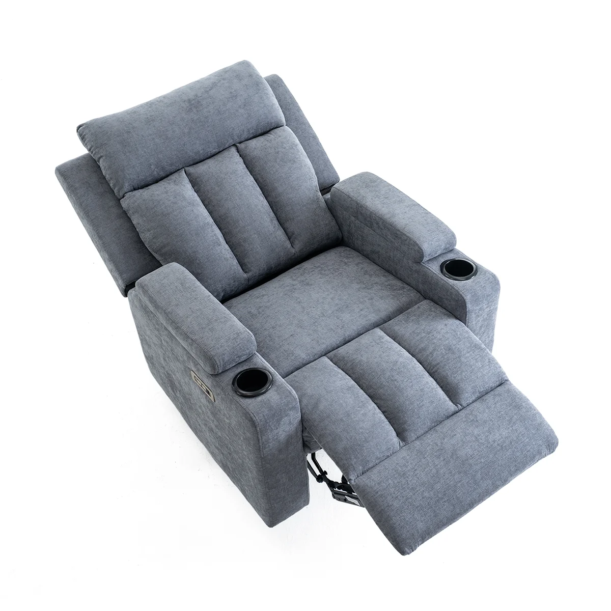 Elektromos fekvőfotel, relax fotelágy két pohártartóval, szürke szövet ( JN-D8005A51-ELEC)