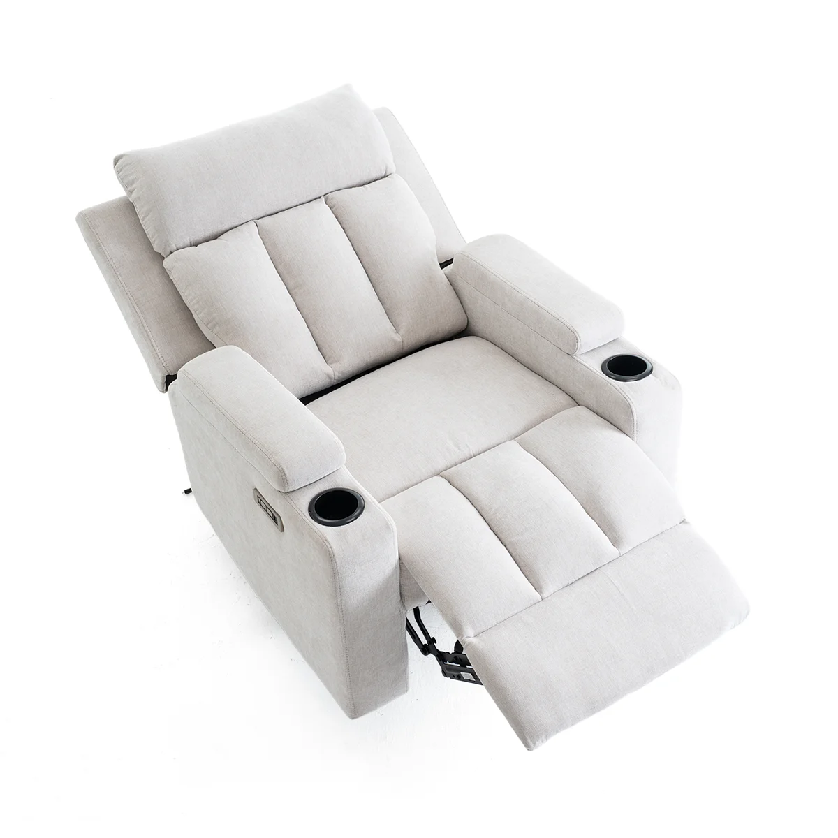 Elektromos fekvőfotel, relax fotelágy két pohártartóval, bézs szövet ( JN-D8005A51-ELEC)