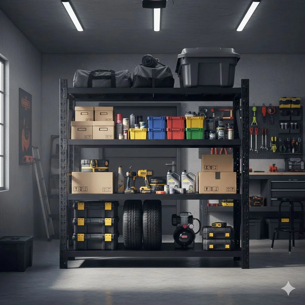 Skladový regál, 4-policový regál 200x60x200 cm, antracit