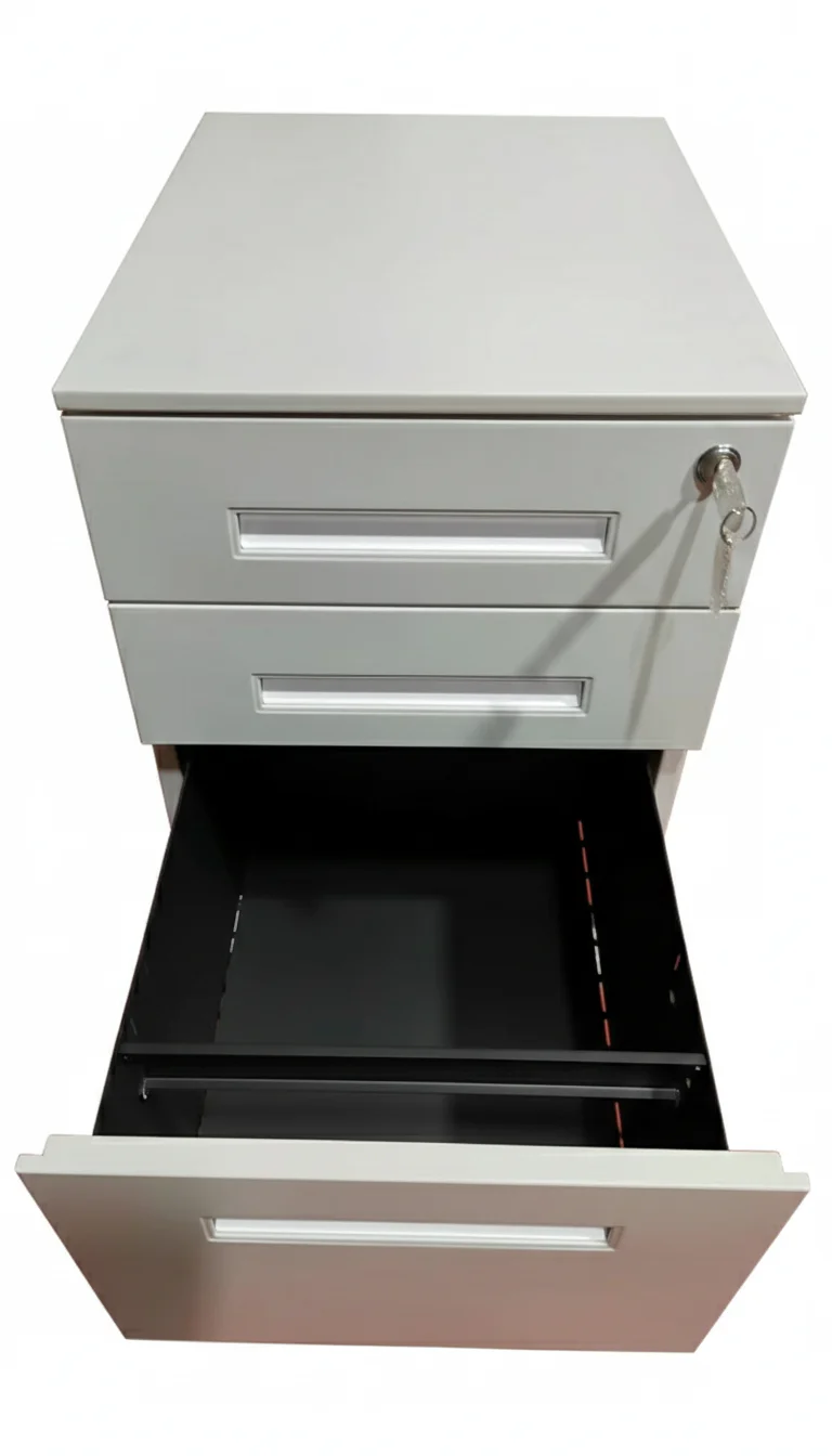 Kovová pojazdná skrinka, 3-zásuvková, tmavosivá