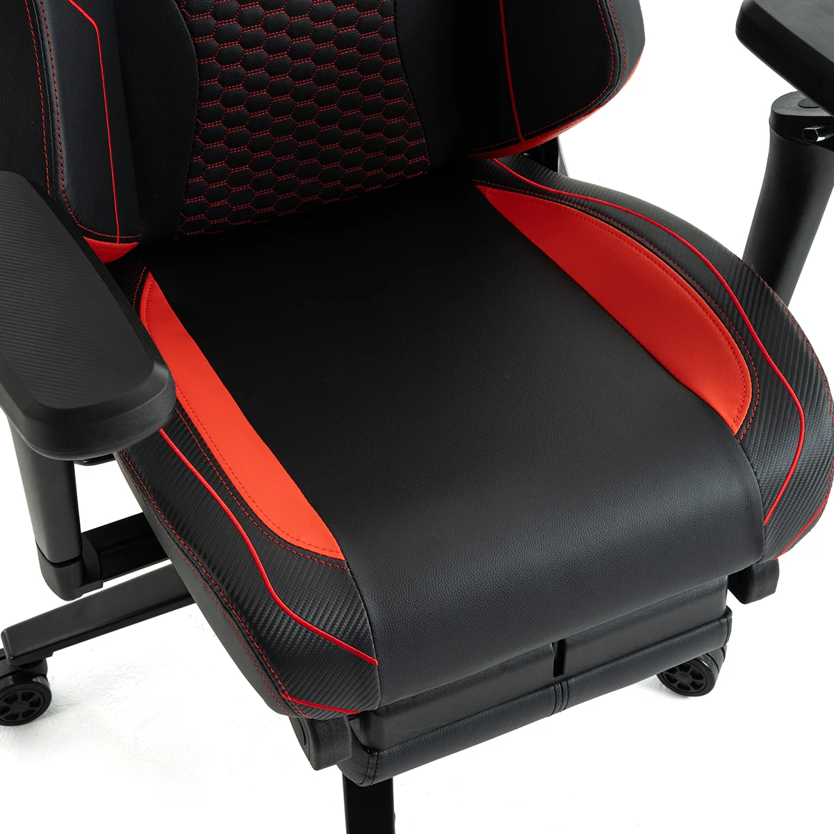 Herná stolička čierno-červená s podnožkou Warrior (RL-511O)